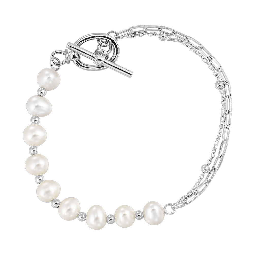 Silver White Pearl Bracelet