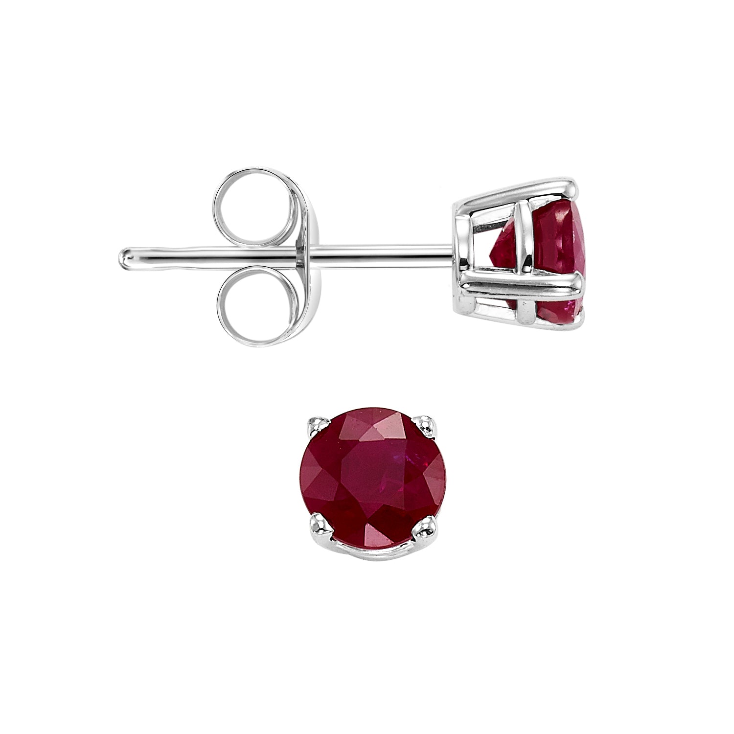 14Kt White Gold Ruby 1Ctw Earring