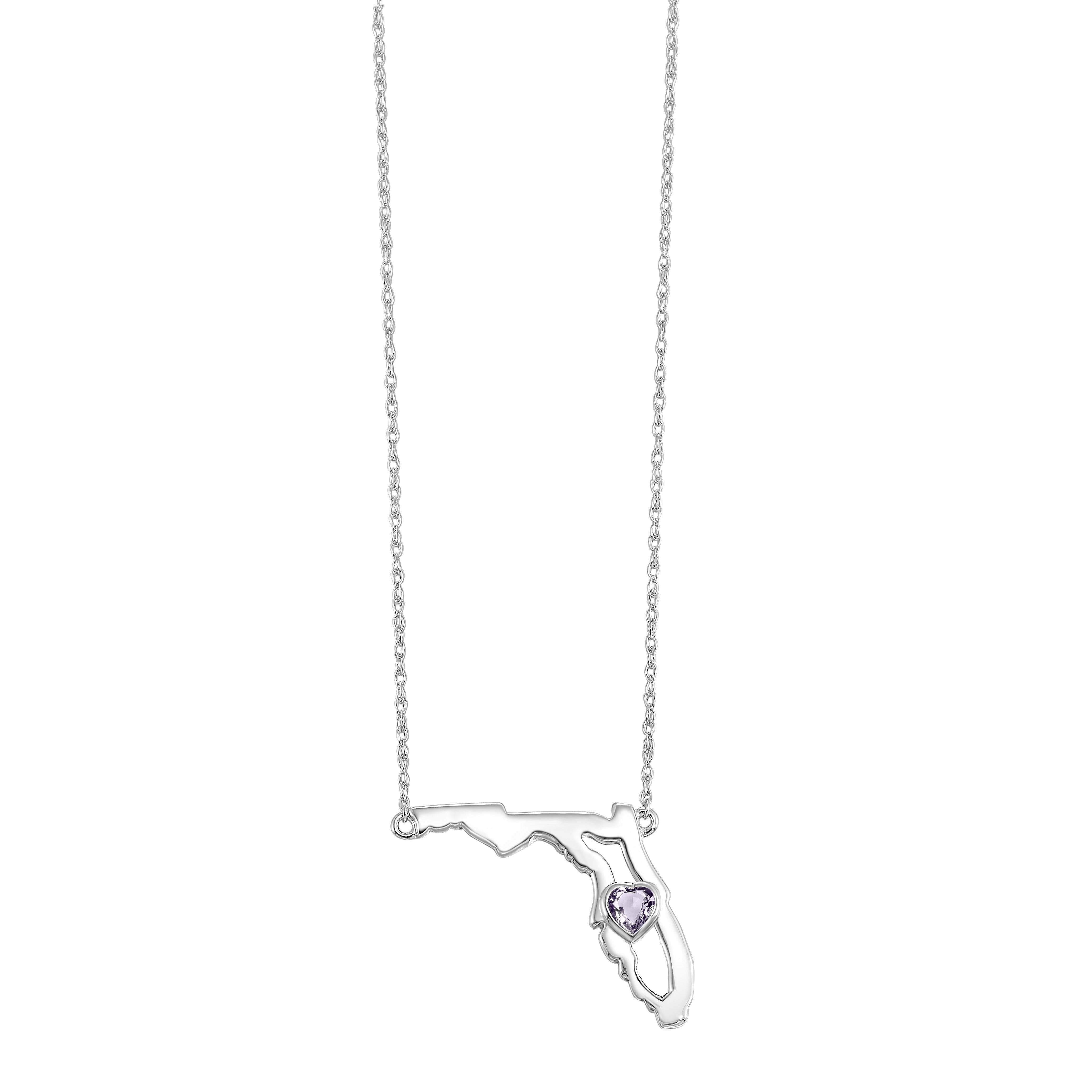 14Kt White Gold Amethyst 1/6Ctw Pendant