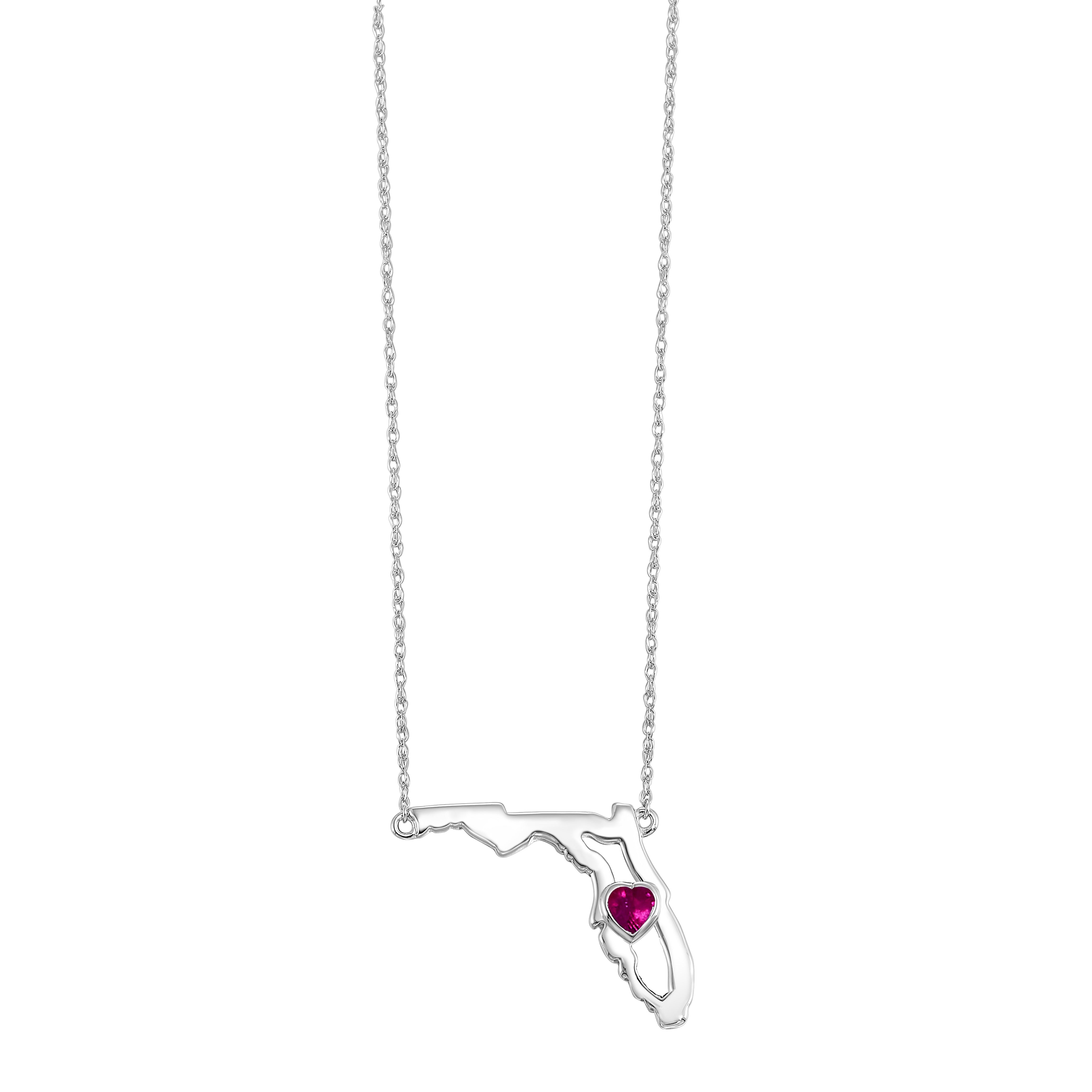 14Kt White Gold Ruby 1/6Ctw Pendant