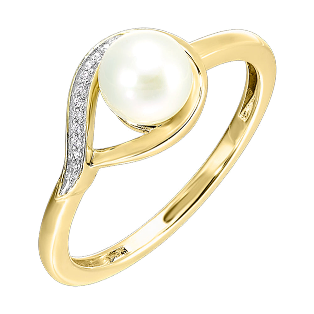 14Kt Yellow Gold Diamond 1/50Ctw & Pearl 1 1/2Ctw Ring