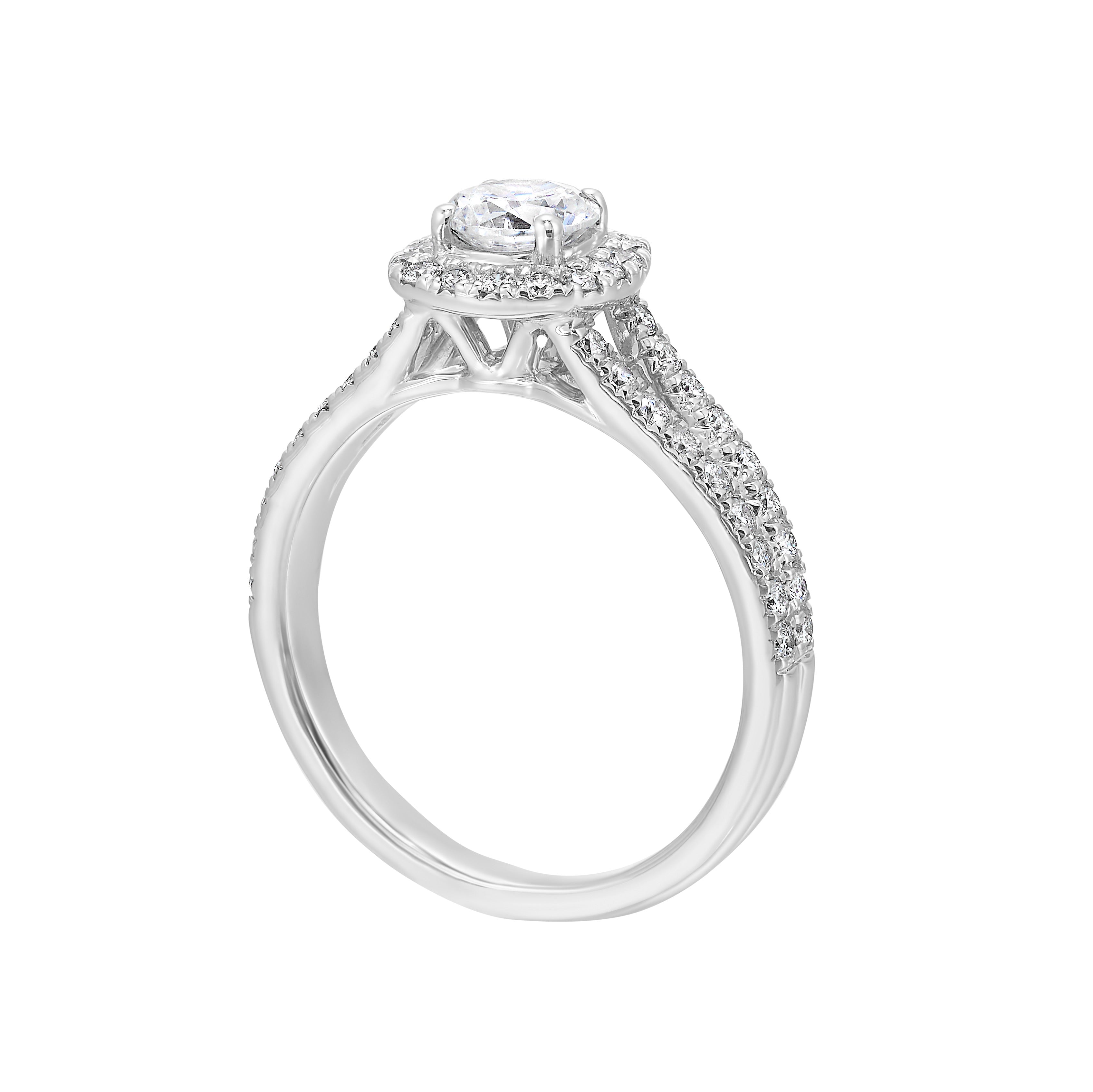 Romantic 14kt Gold White Gold Round Engagement Rings