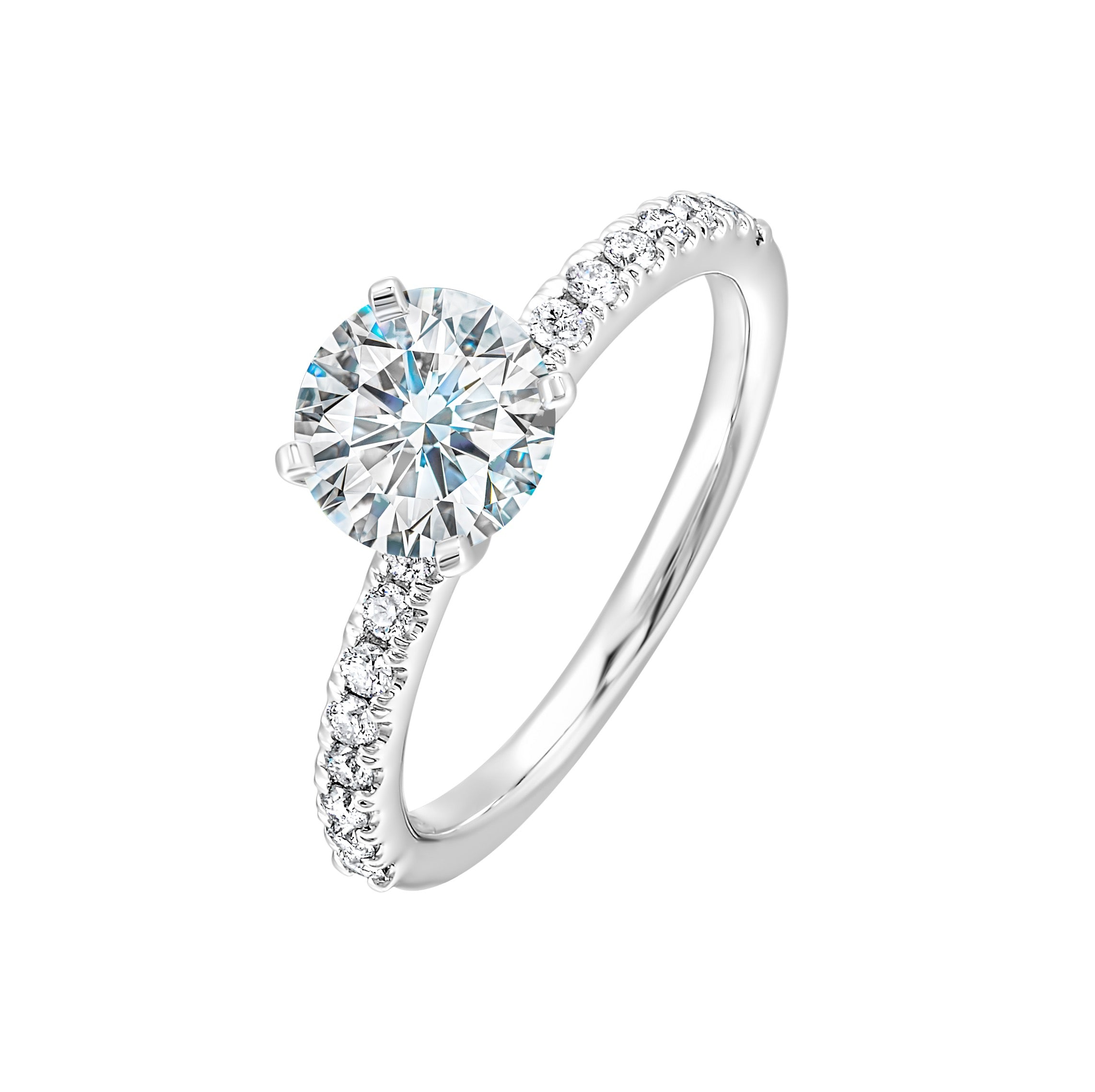 14Kt White Semi Mount 1/4Ctw For 1Ctw Round Center