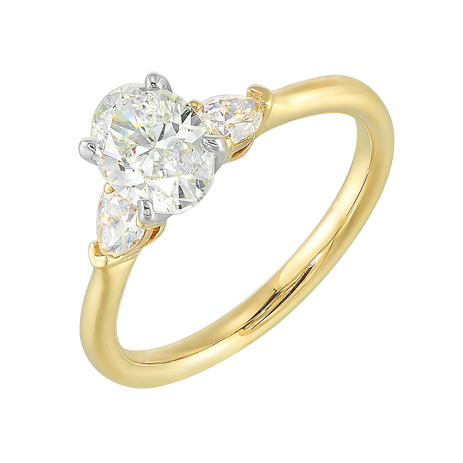 14Kt White Yellow Semi Mount 1/3Ctw For 1Ctw Oval Center