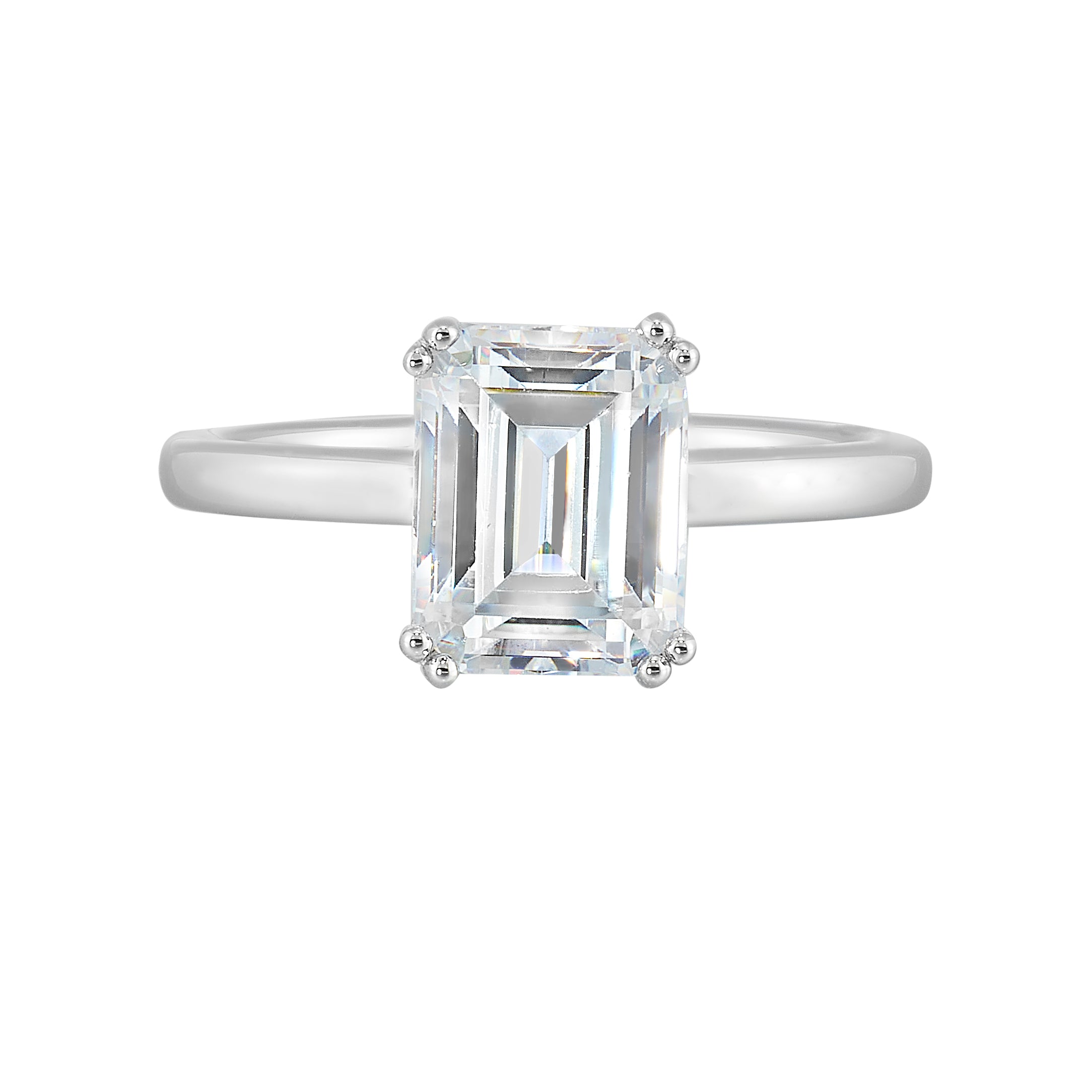 14Kt White Semi Mount For 2Ctw Emerald Cut Center