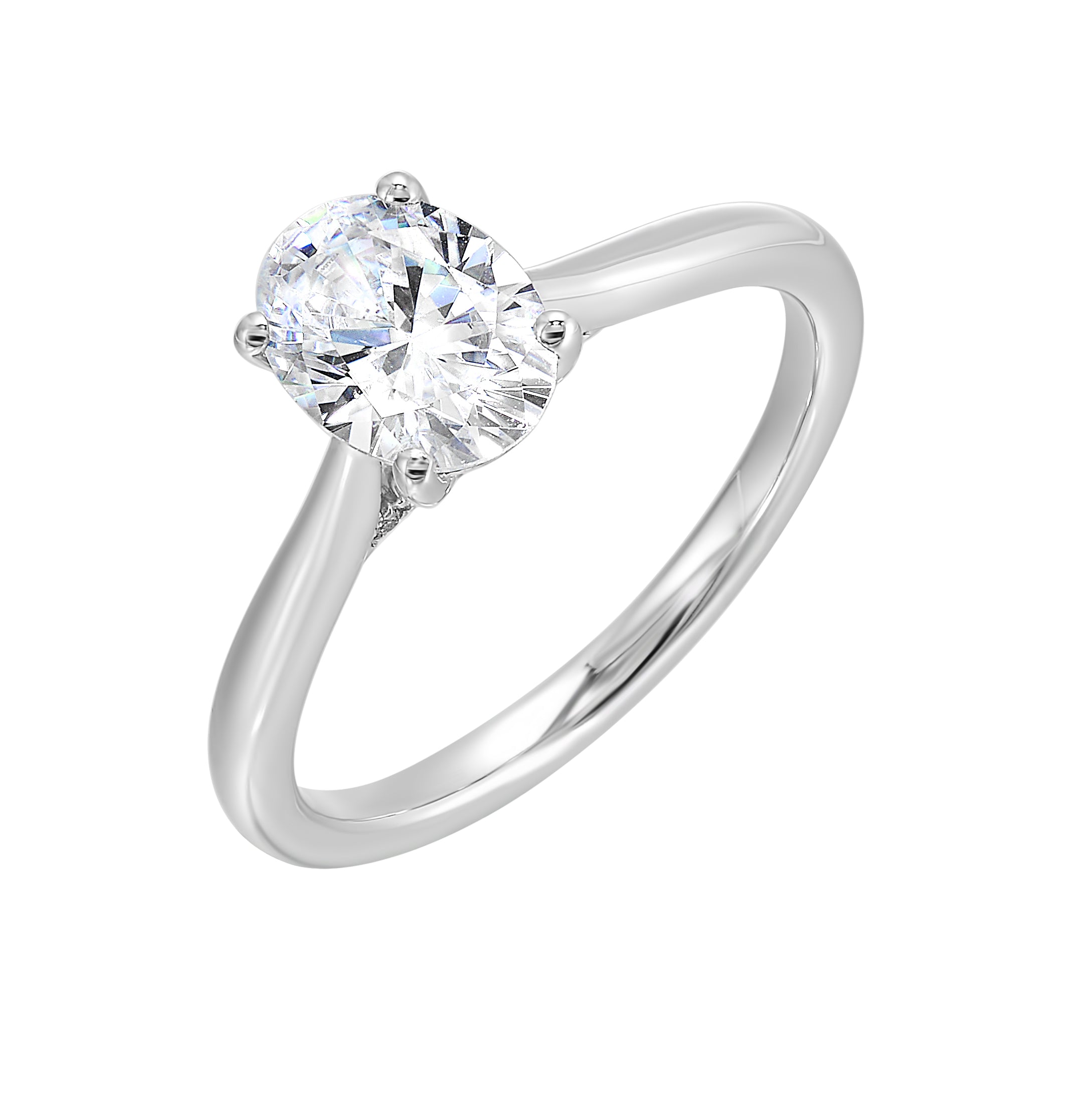 14Kt White Semi Mount 1/20Ctw For 1Ctw Oval Center