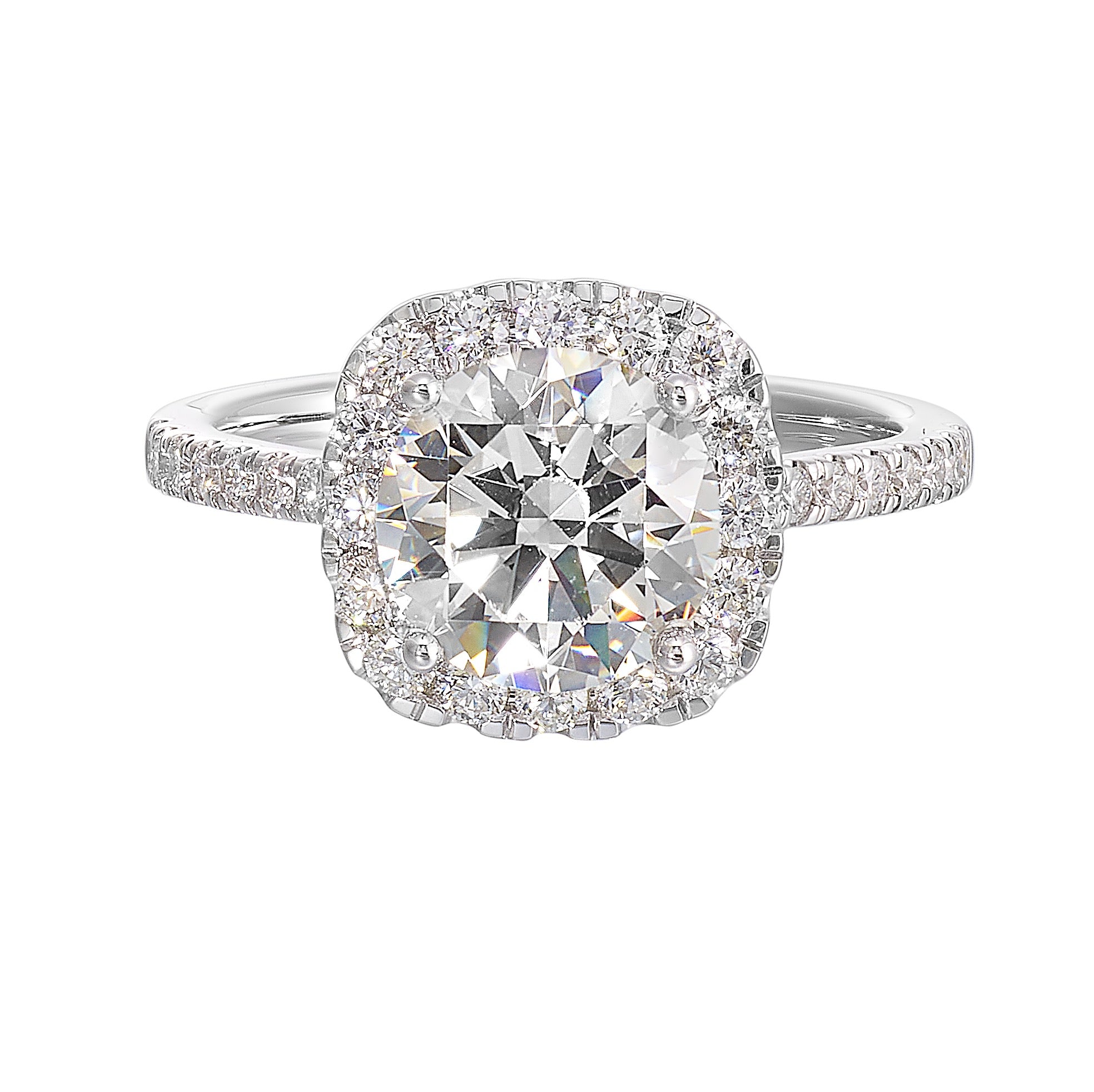 14Kt White Semi Mount 1/2Ctw For 1Ctw Round Center