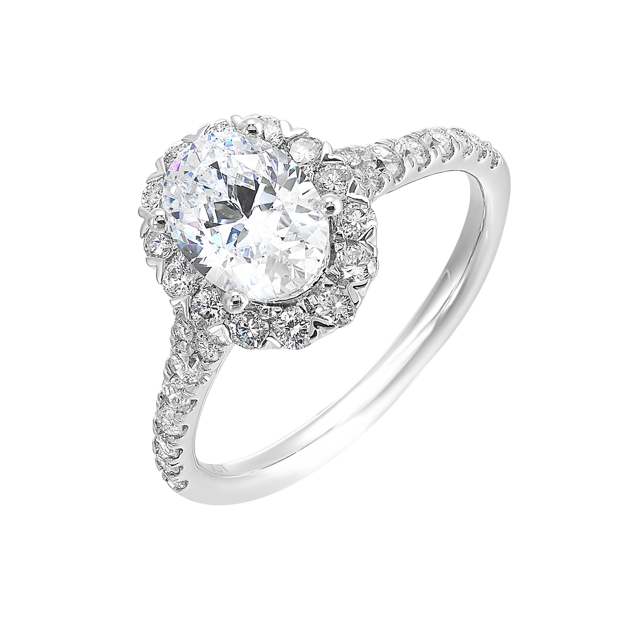 14Kt White Semi Mount 1/2Ctw For 1Ctw Oval Center