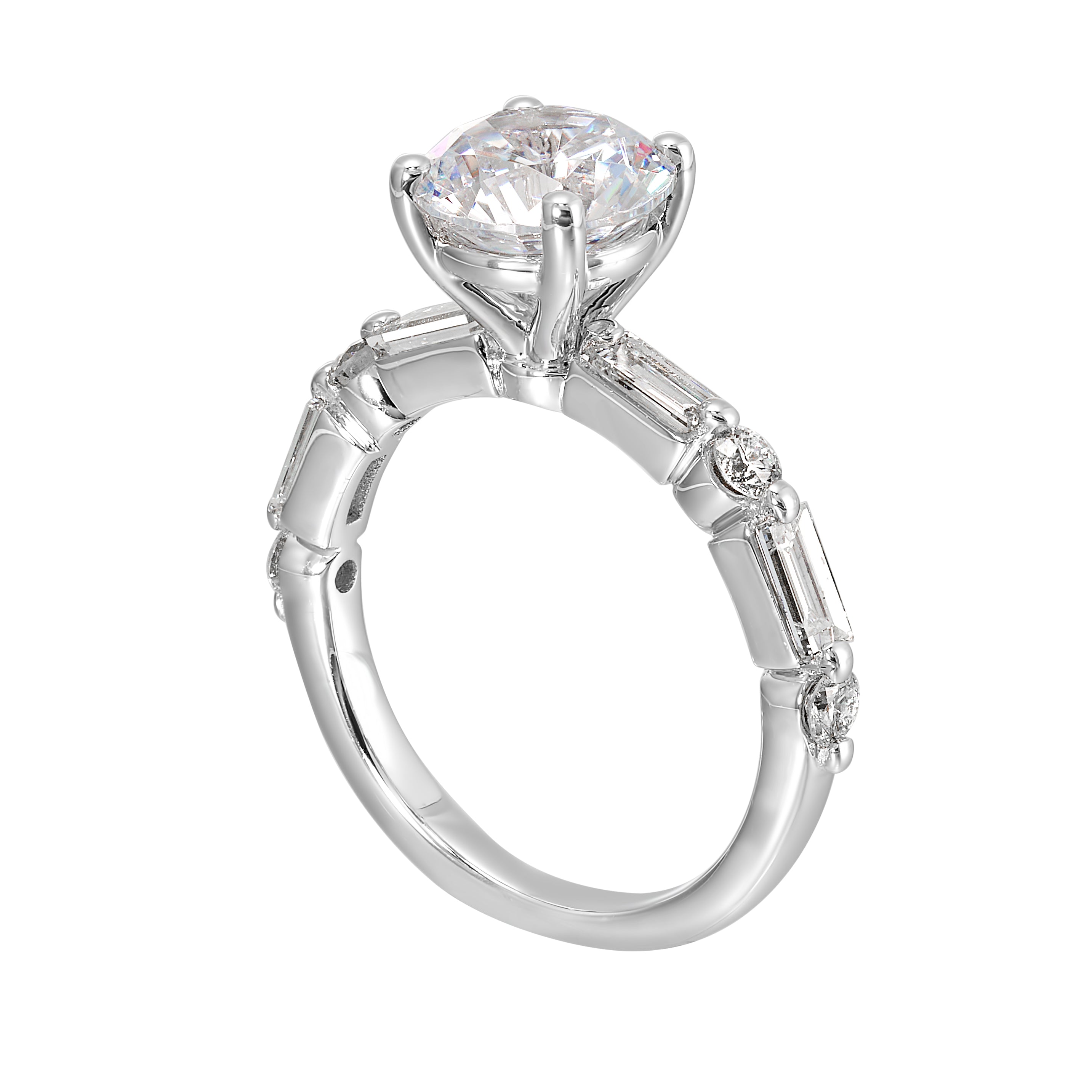 14Kt White Semi Mount 3/4Ctw For 2Ctw Round Center