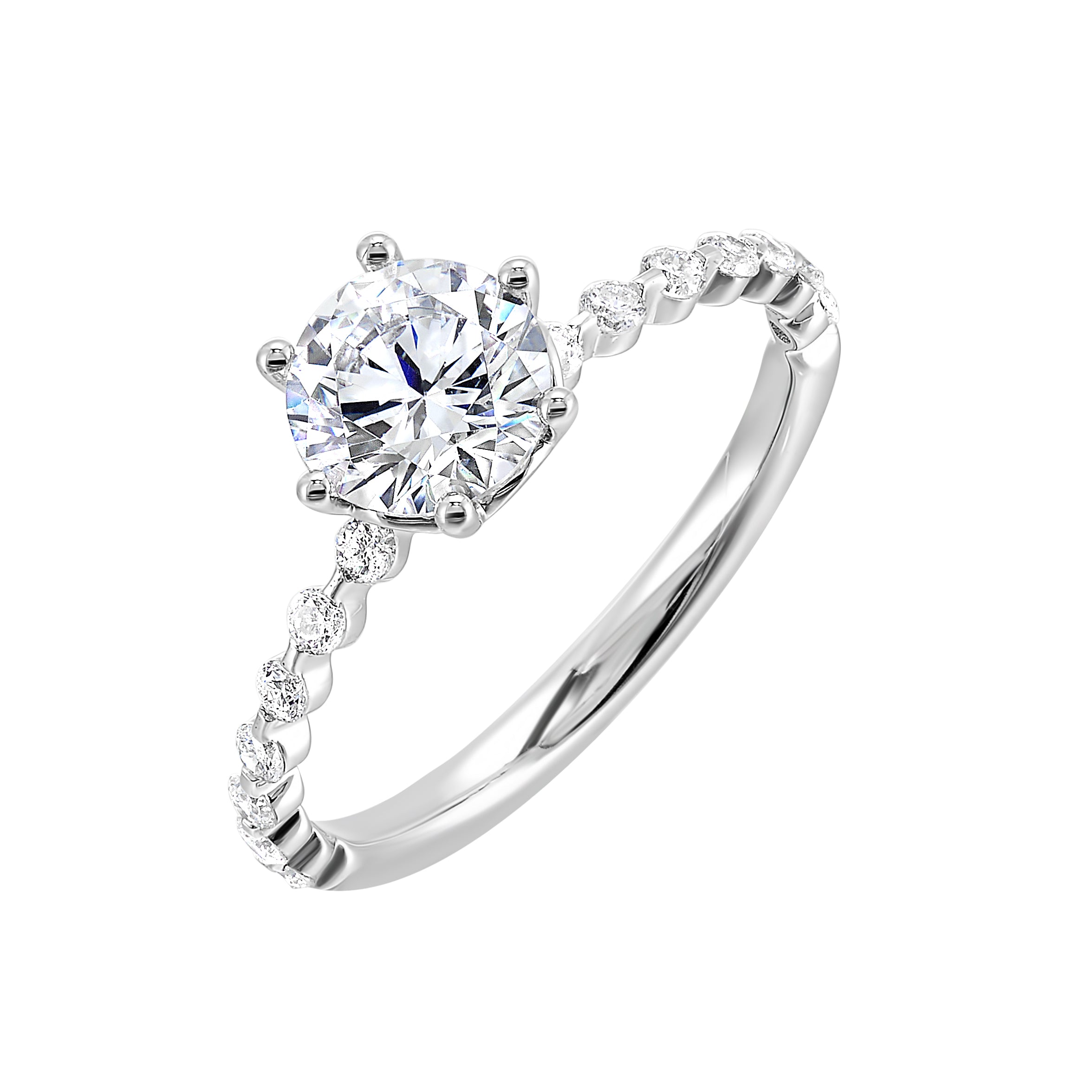 14Kt White Semi Mount 1/5Ctw For 1Ctw Round Center