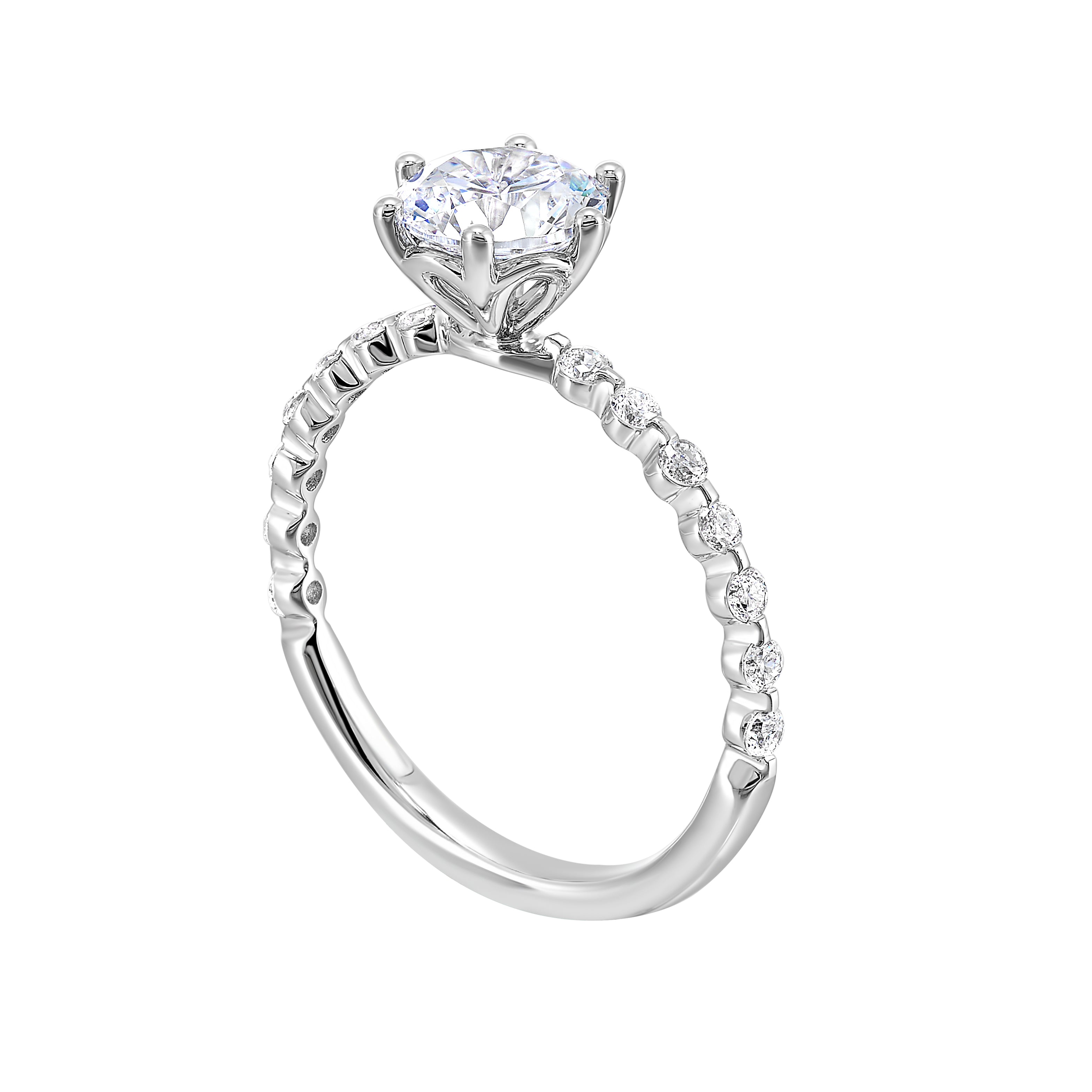 14Kt White Semi Mount 1/5Ctw For 1Ctw Round Center