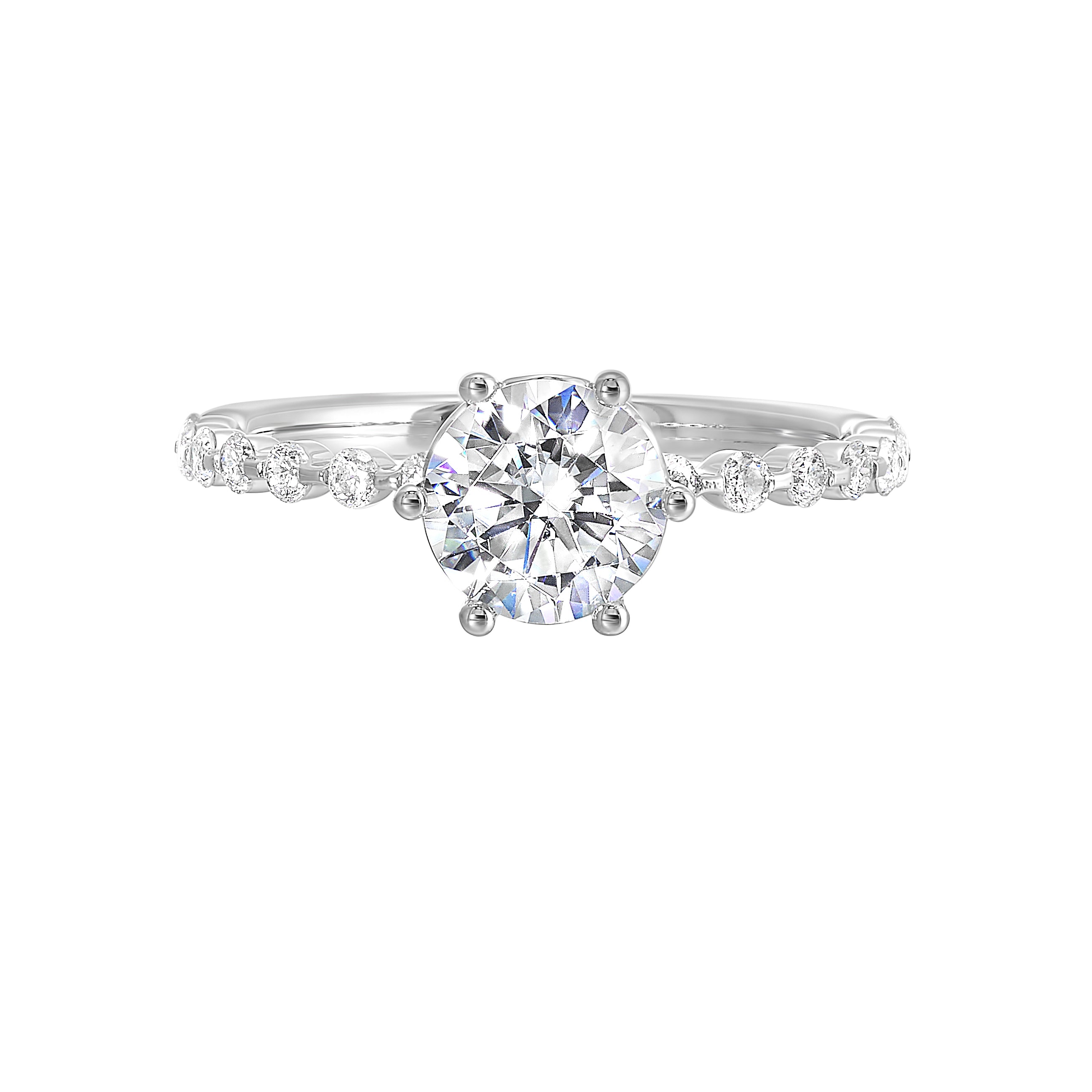 14Kt White Semi Mount 1/5Ctw For 1Ctw Round Center