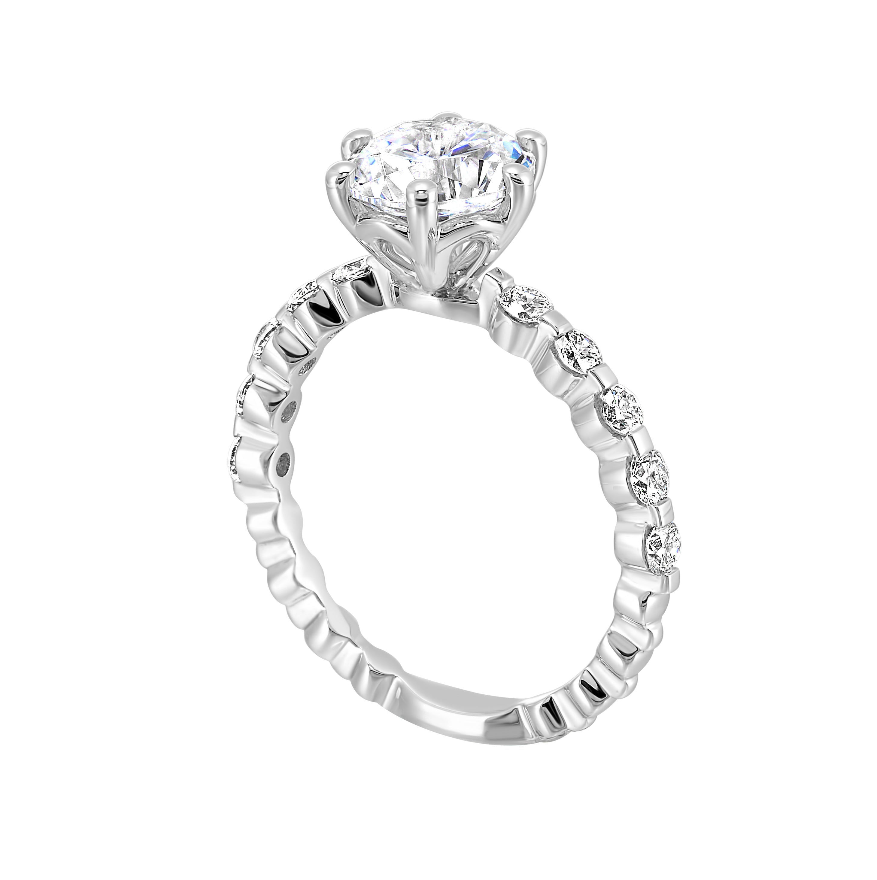 14Kt White Semi Mount 3/8Ctw For 1 1/2Ctw Round Center