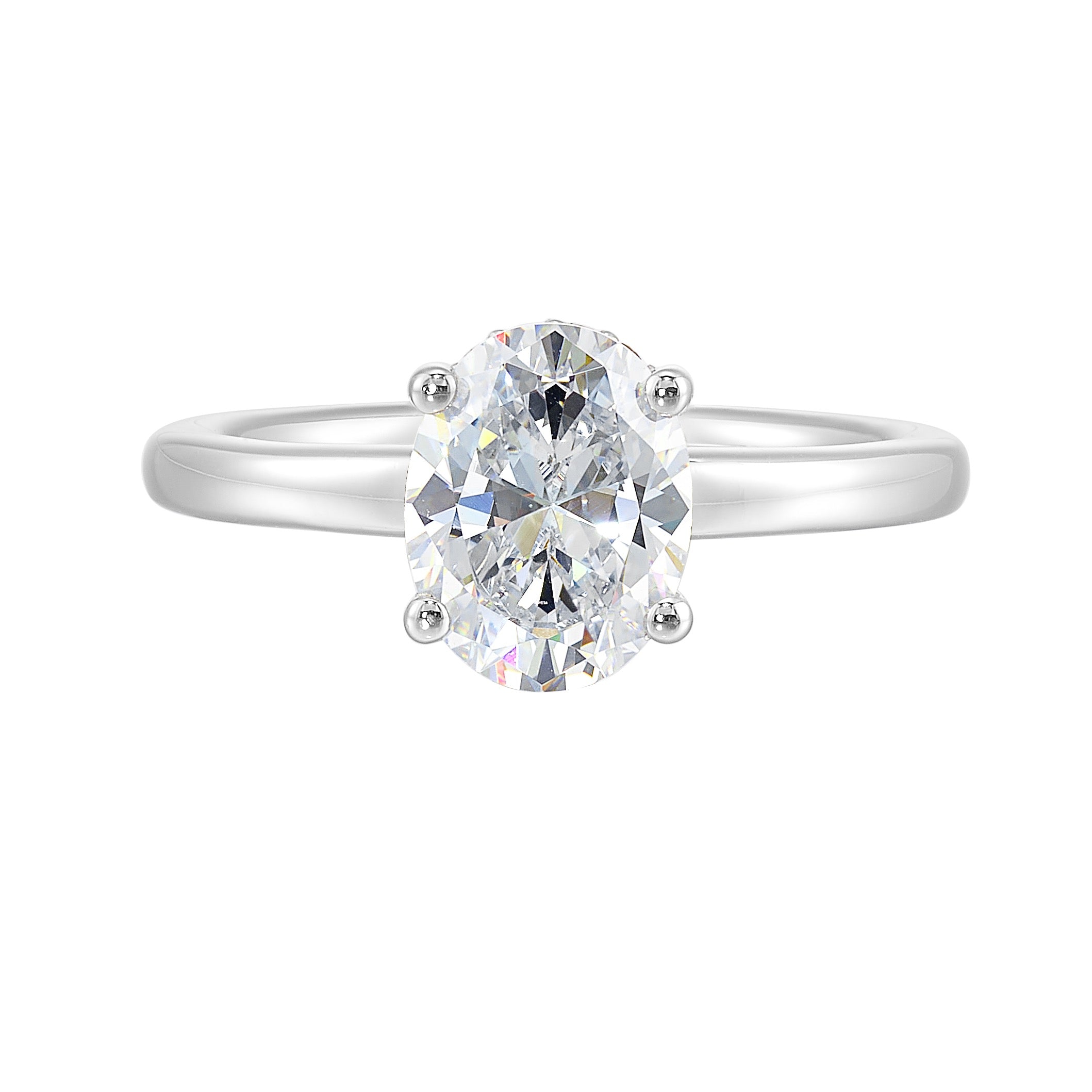 14Kt White Semi Mount 1/8Ctw For 2Ctw Oval Center