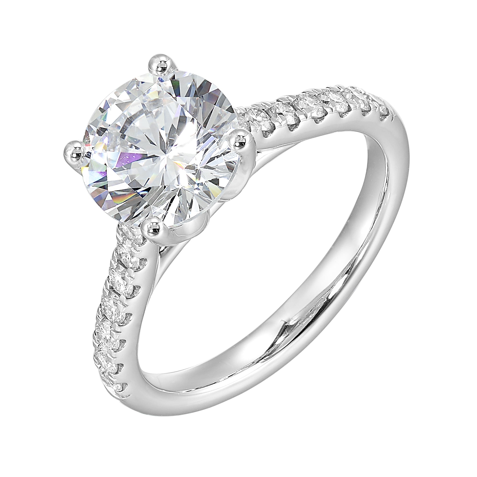 14Kt White Semi Mount 1/2Ctw For 2Ctw Round Center