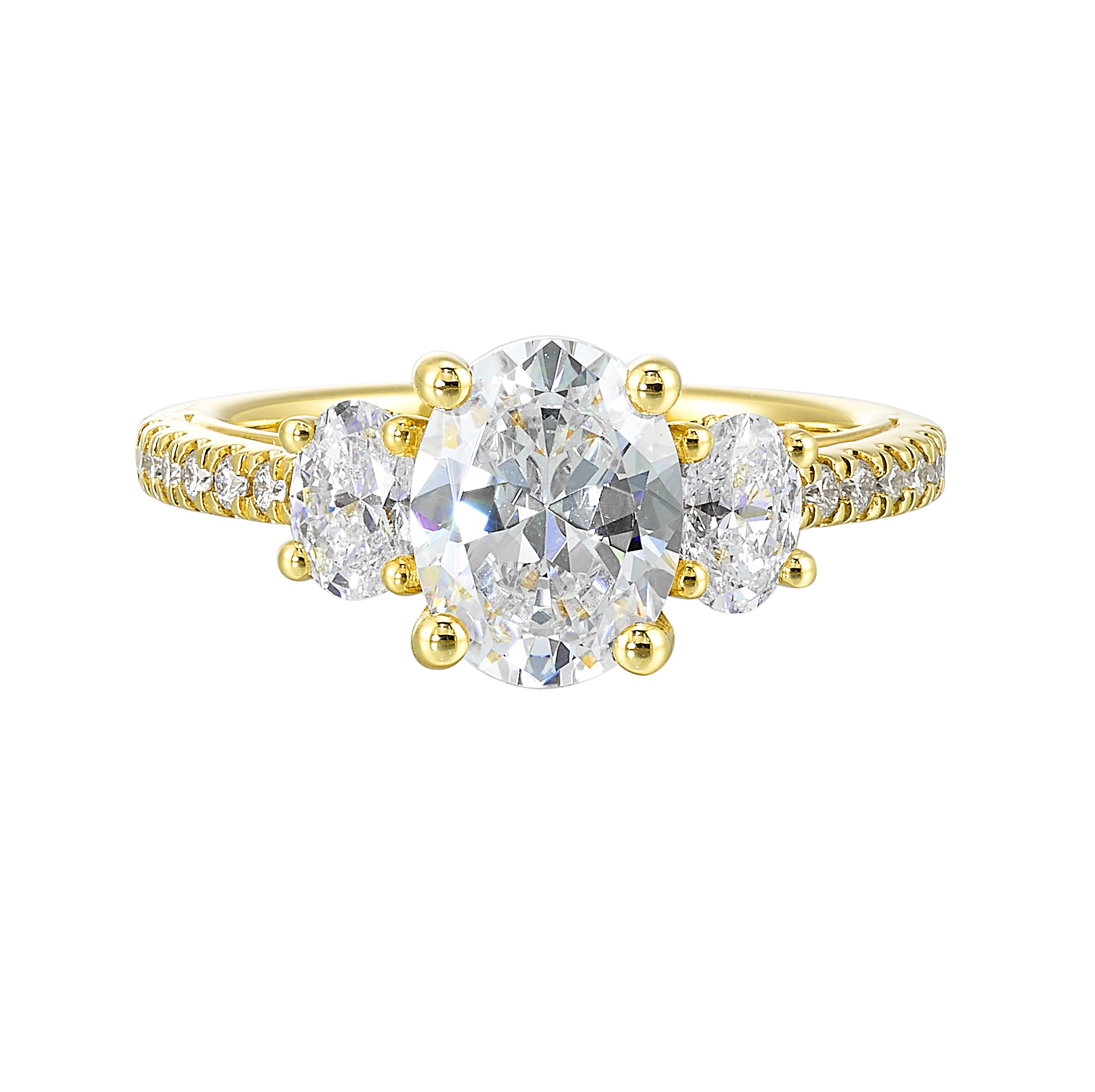 14Kt Yellow Semi Mount 7/8Ctw For 2Ctw Oval Center