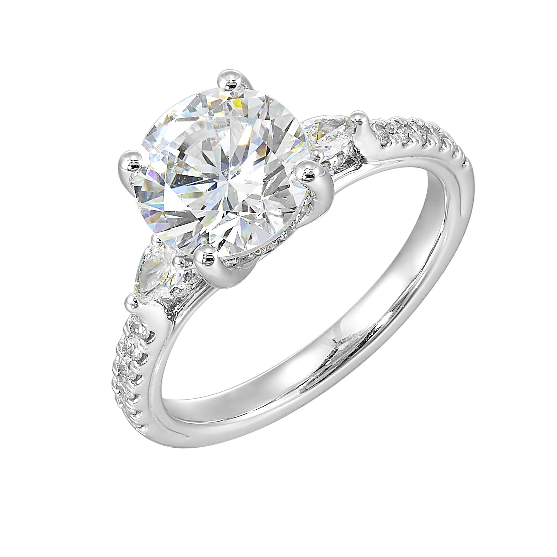 14Kt White Semi Mount 3/8Ctw For 2Ctw Round Center