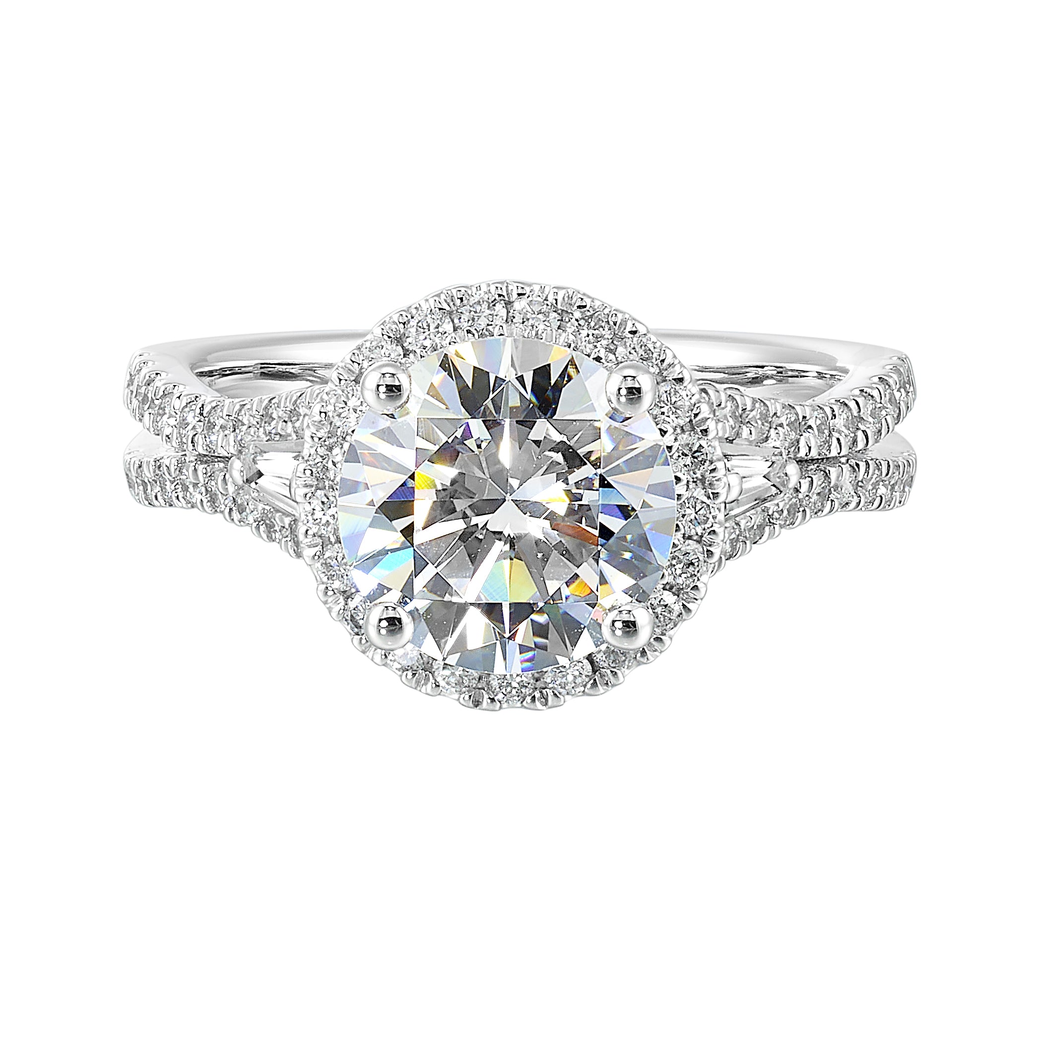 14Kt White Semi Mount 1/2Ctw For 2Ctw Round Center