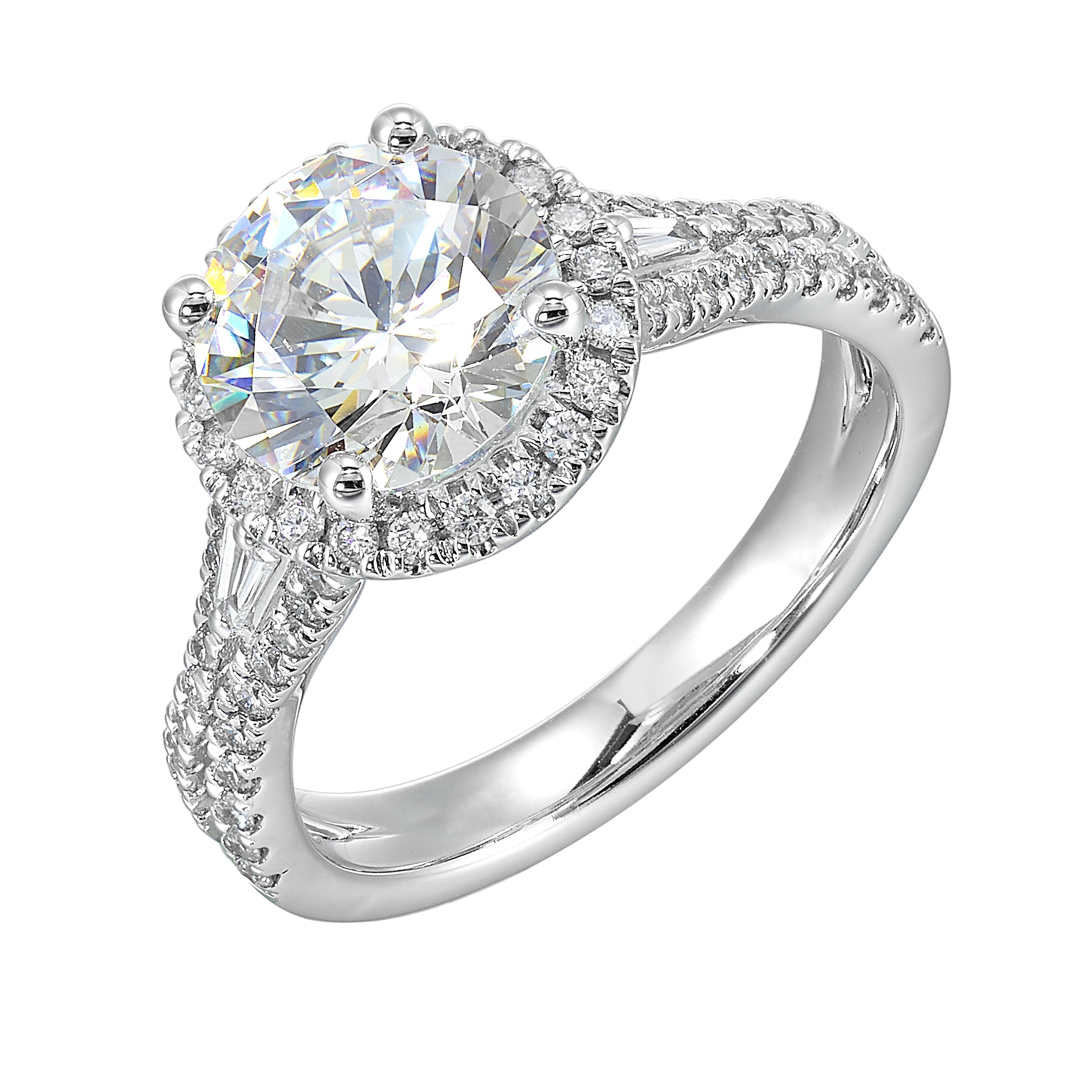 14Kt White Semi Mount 1/2Ctw For 2Ctw Round Center