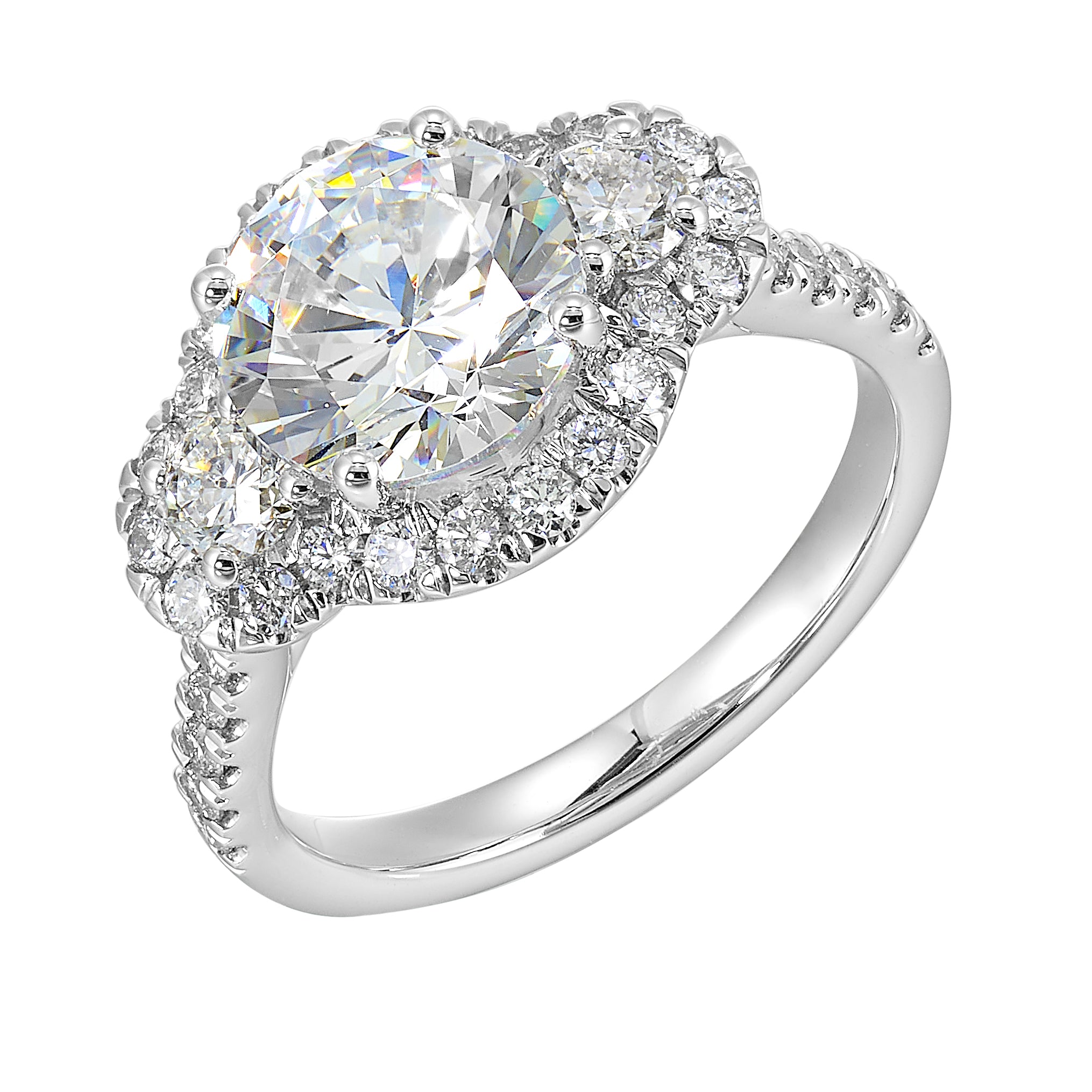 14Kt White Semi Mount 1Ctw For 2Ctw Round Center