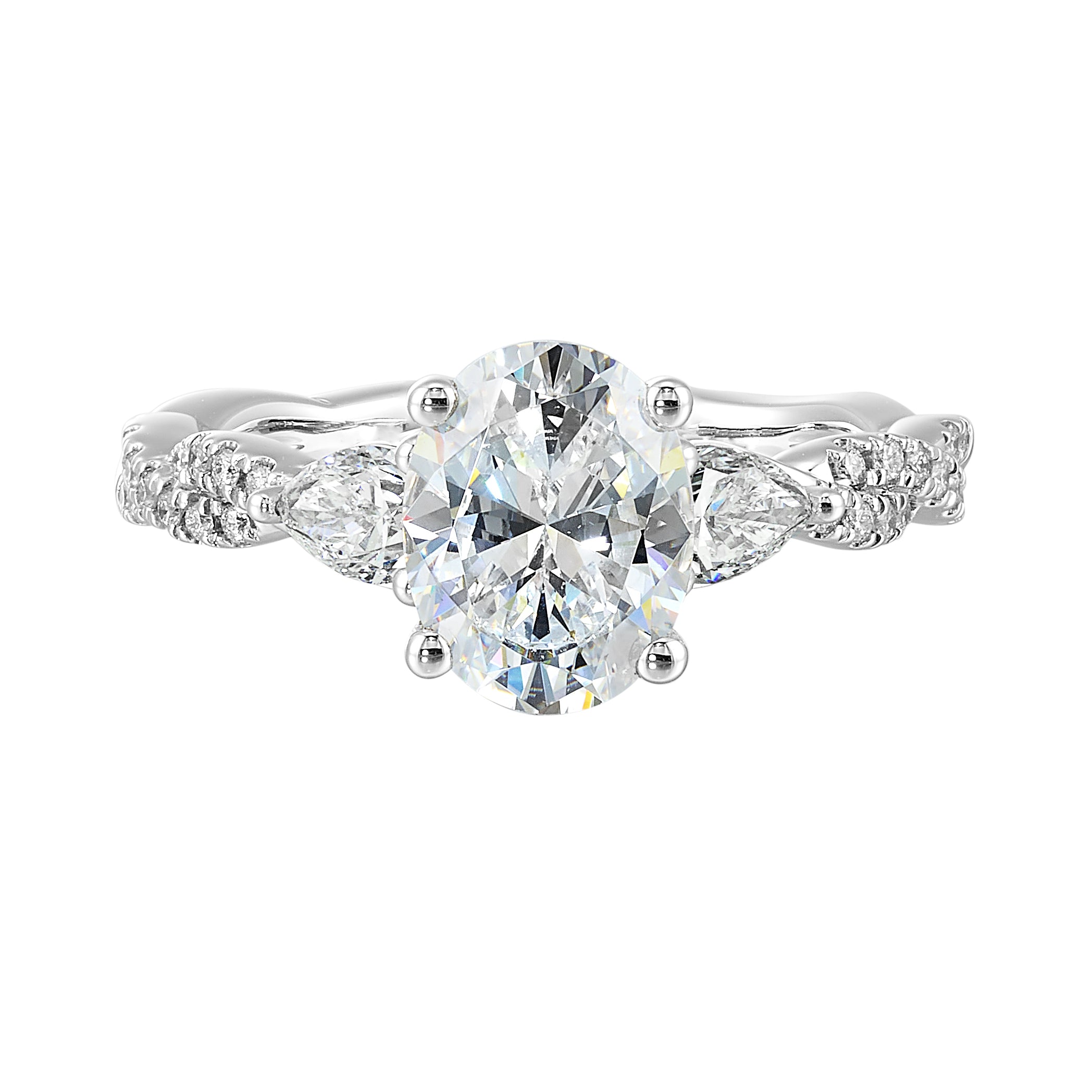 14Kt White Semi Mount 5/8Ctw For 2Ctw Oval Center