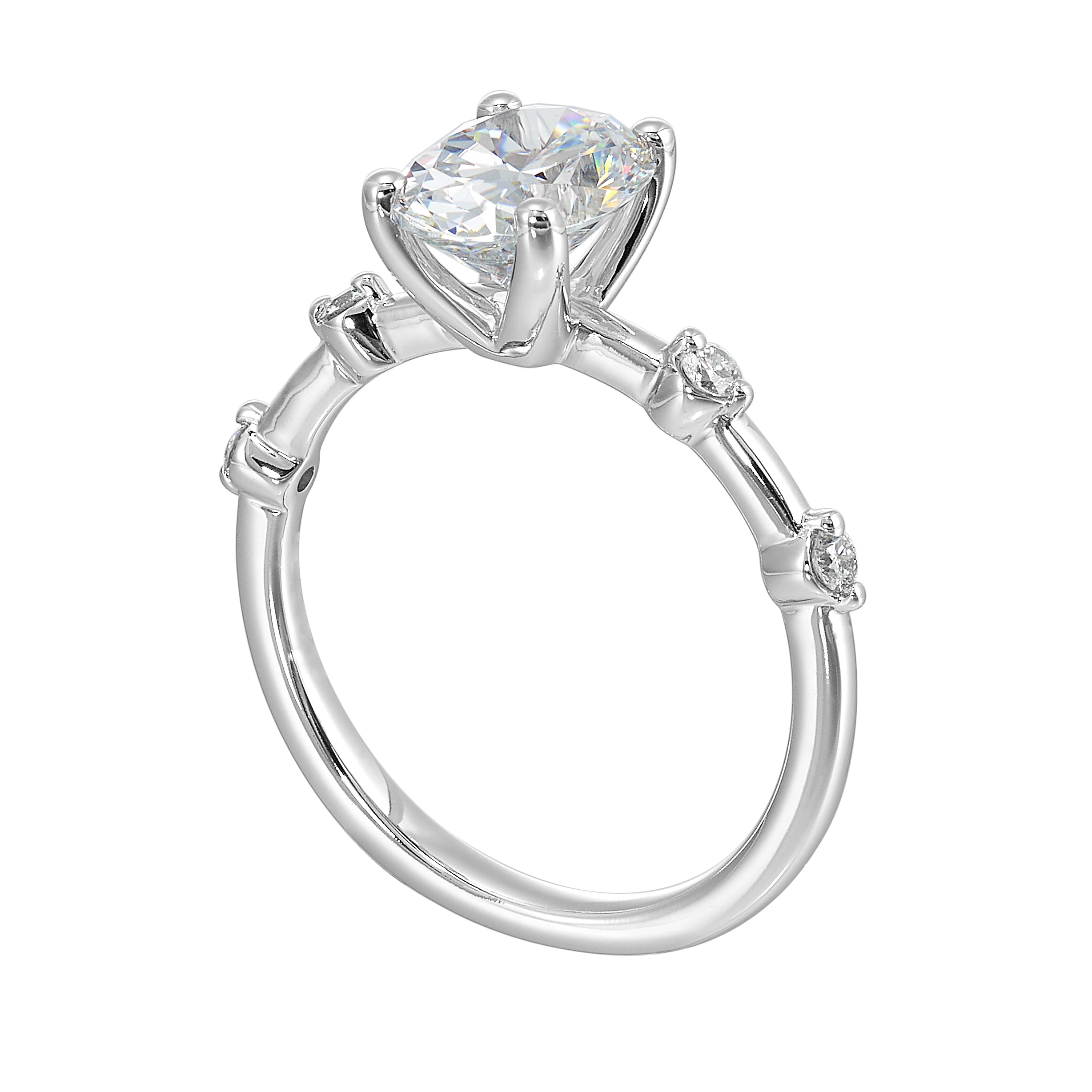 14Kt White Semi Mount 1/8Ctw For 2Ctw Oval Center