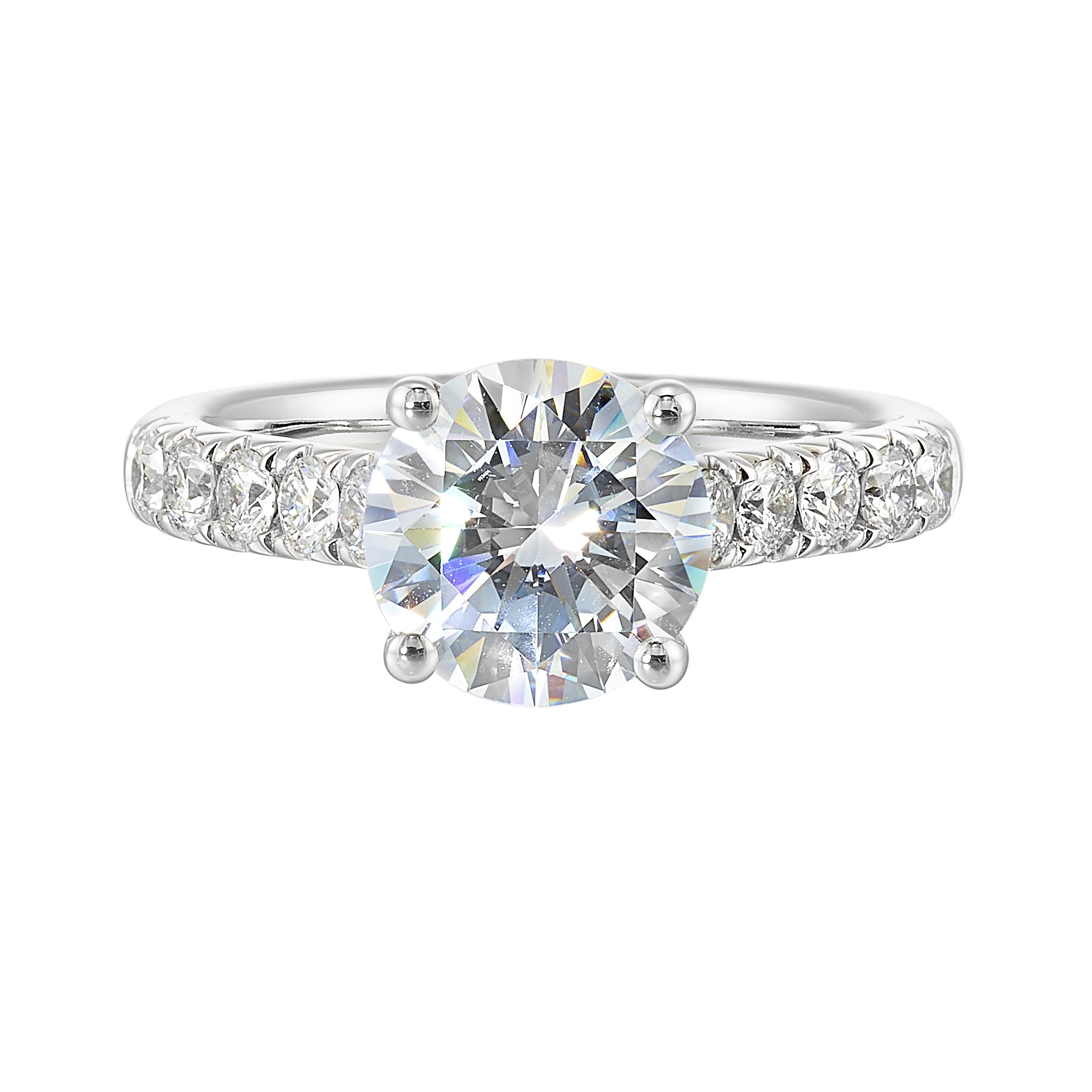 14Kt White Semi Mount 1/2Ctw For 2Ctw Round Center