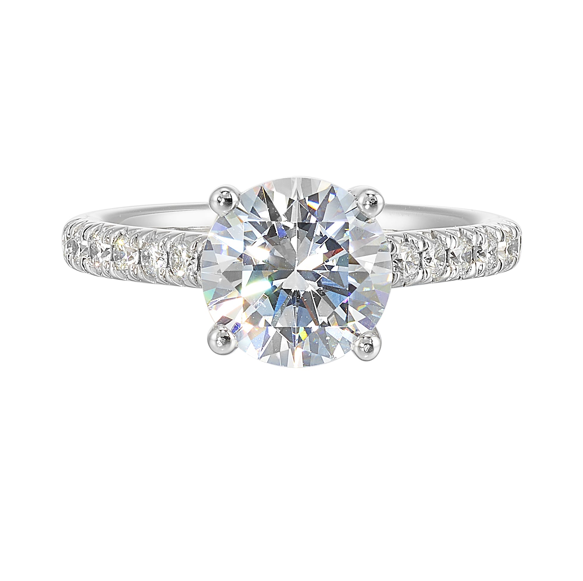 14Kt White Semi Mount 1/2Ctw For 2Ctw Round Center