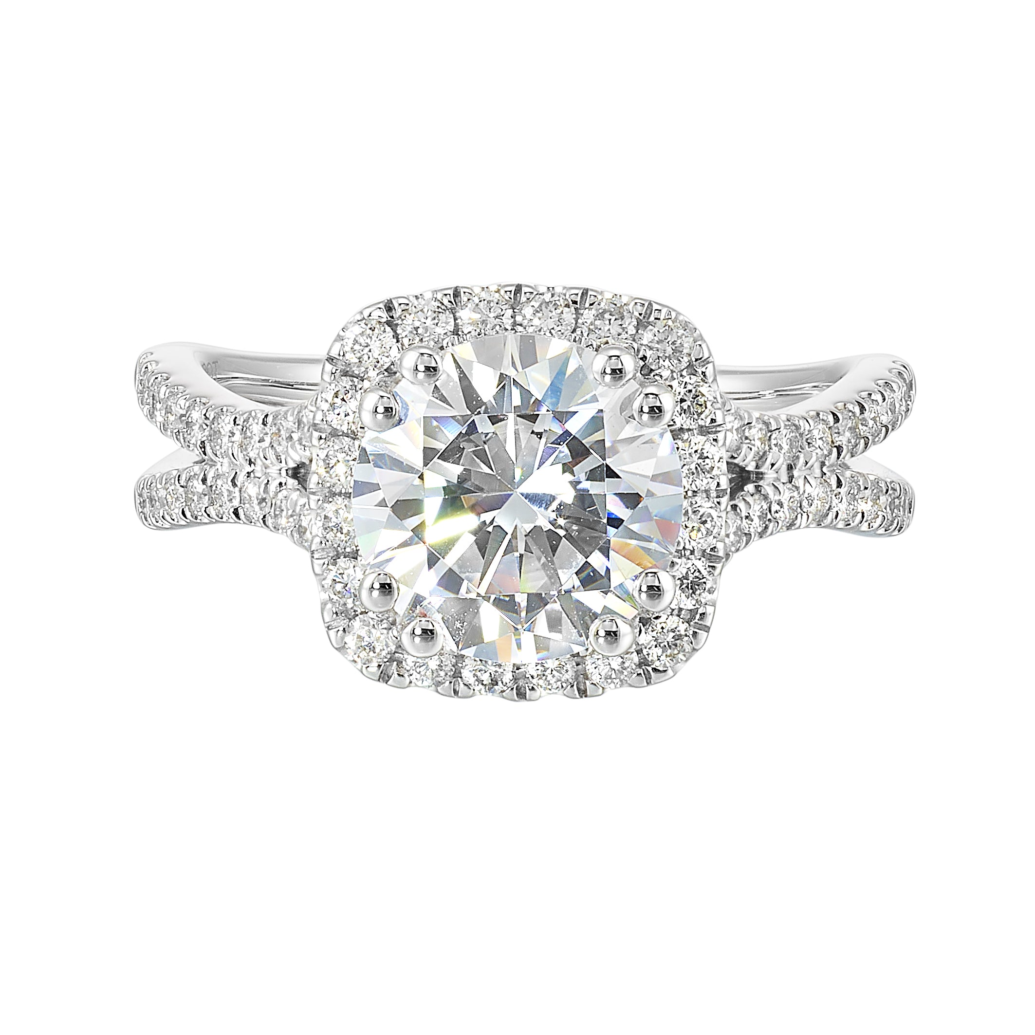 14Kt White Semi Mount 1/2Ctw For 2Ctw Round Center