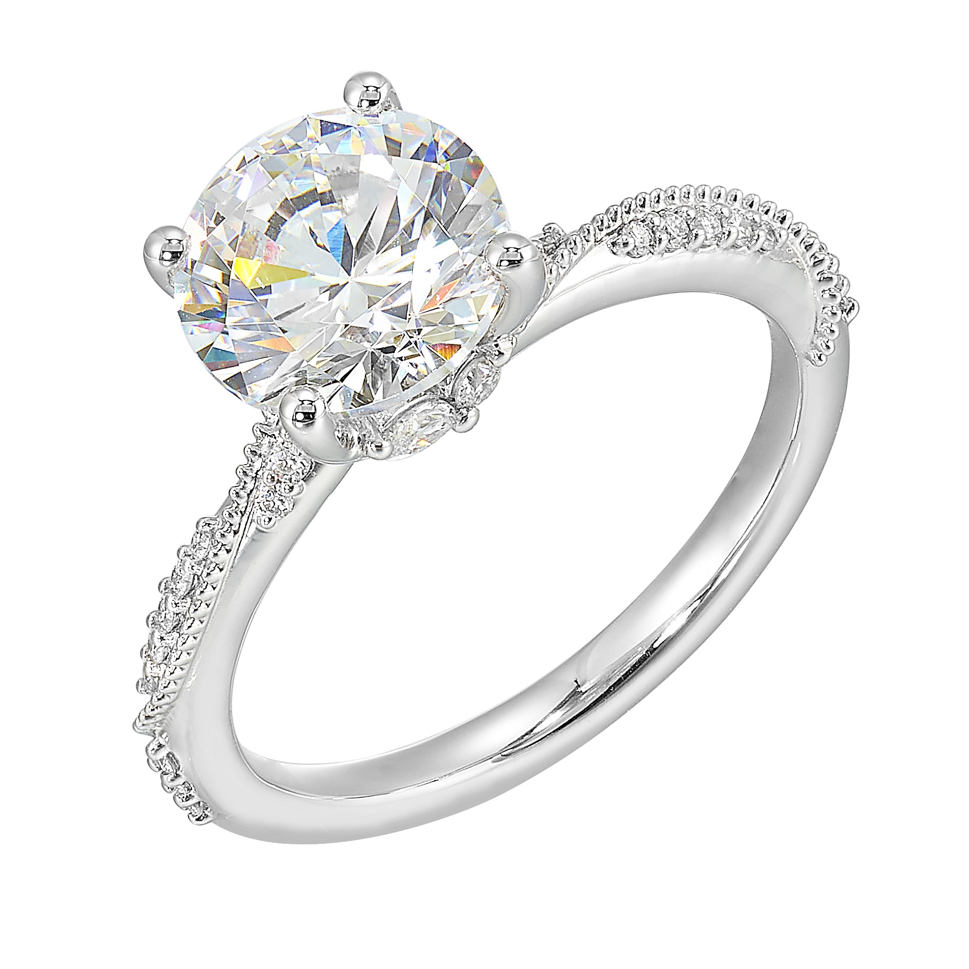 14Kt White Semi Mount 1/5Ctw For 2Ctw Round Center