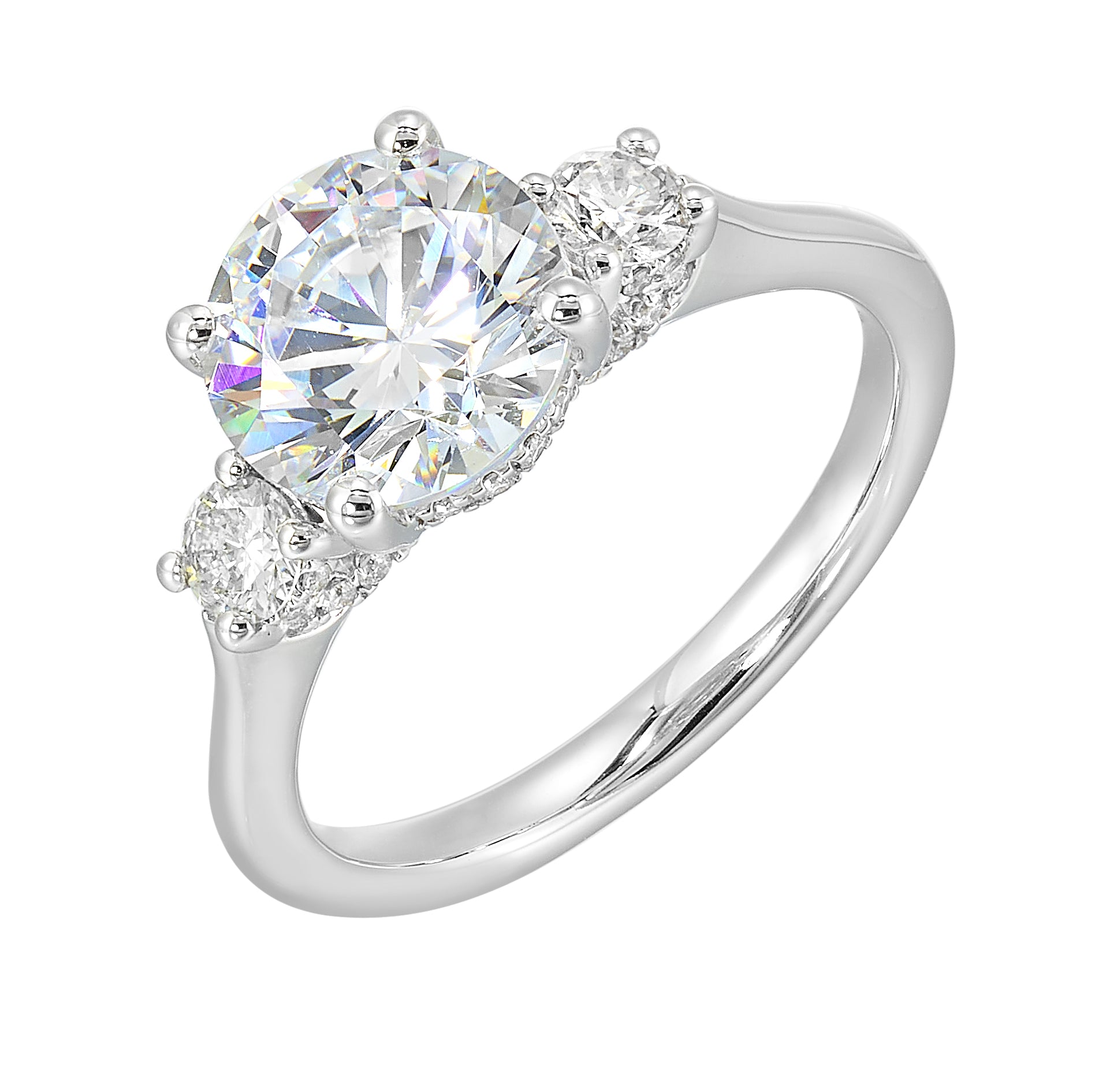 14Kt White Semi Mount 1/2Ctw For 2Ctw Round Center