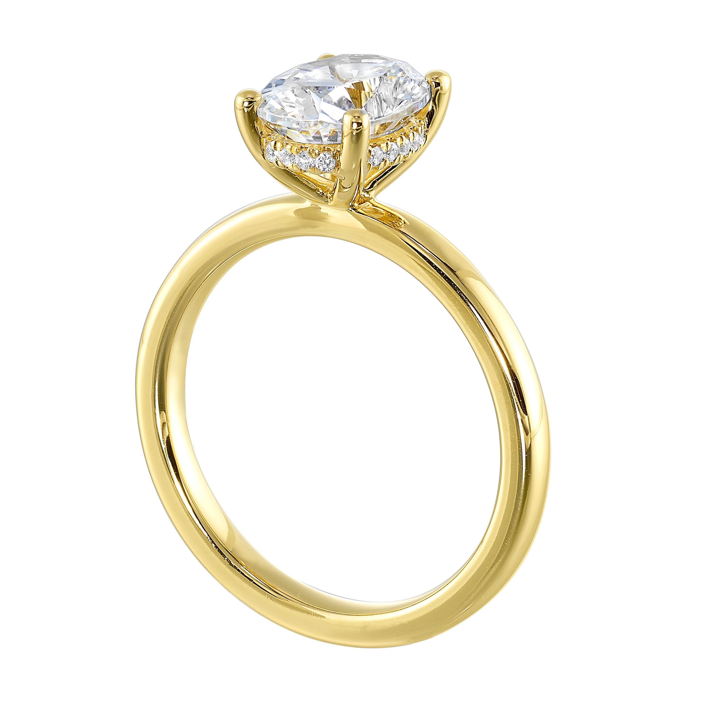 14Kt Yellow Semi Mount 1/15Ctw For 2Ctw Oval Center