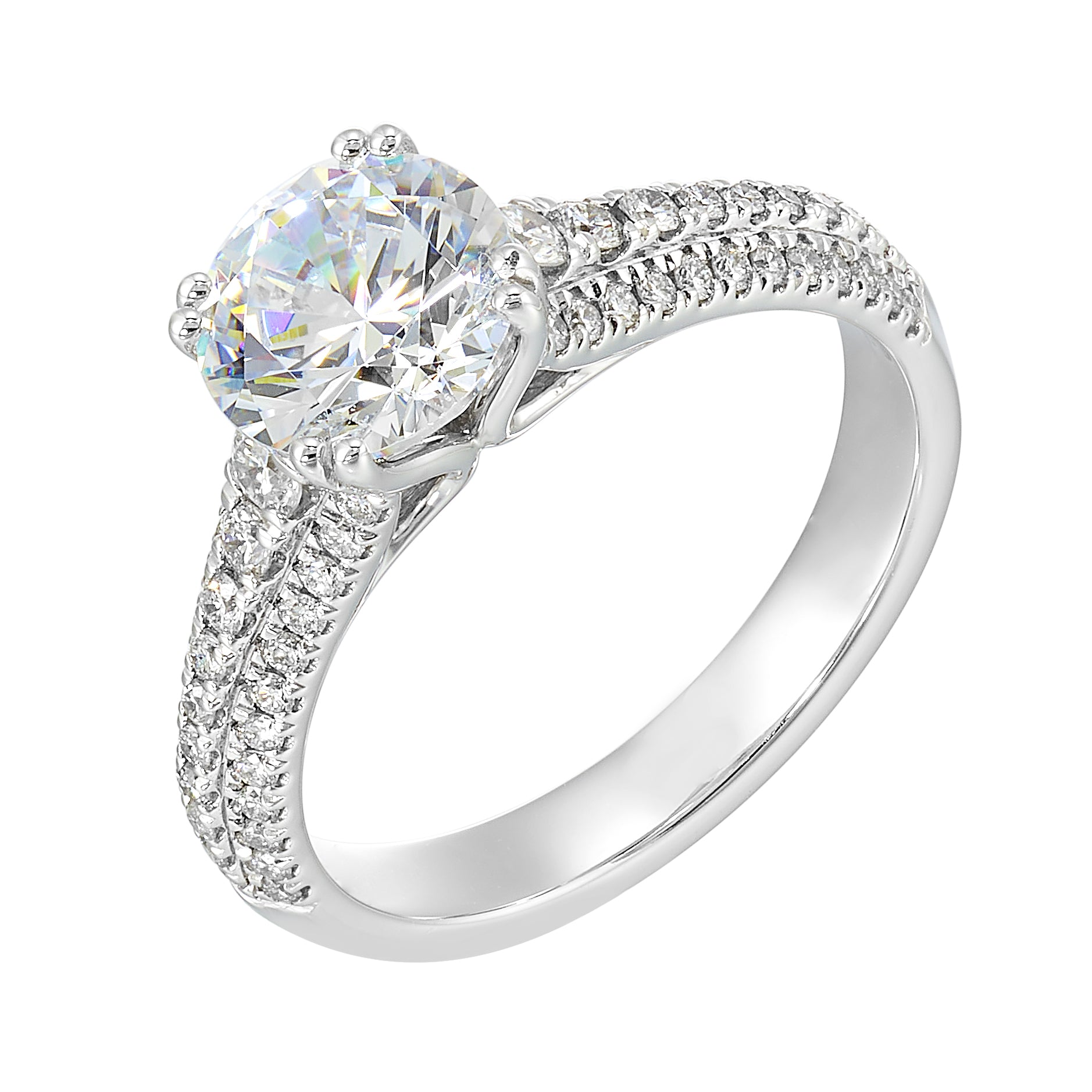 14Kt White Semi Mount 1/2Ctw For 1 1/2Ctw Round Center