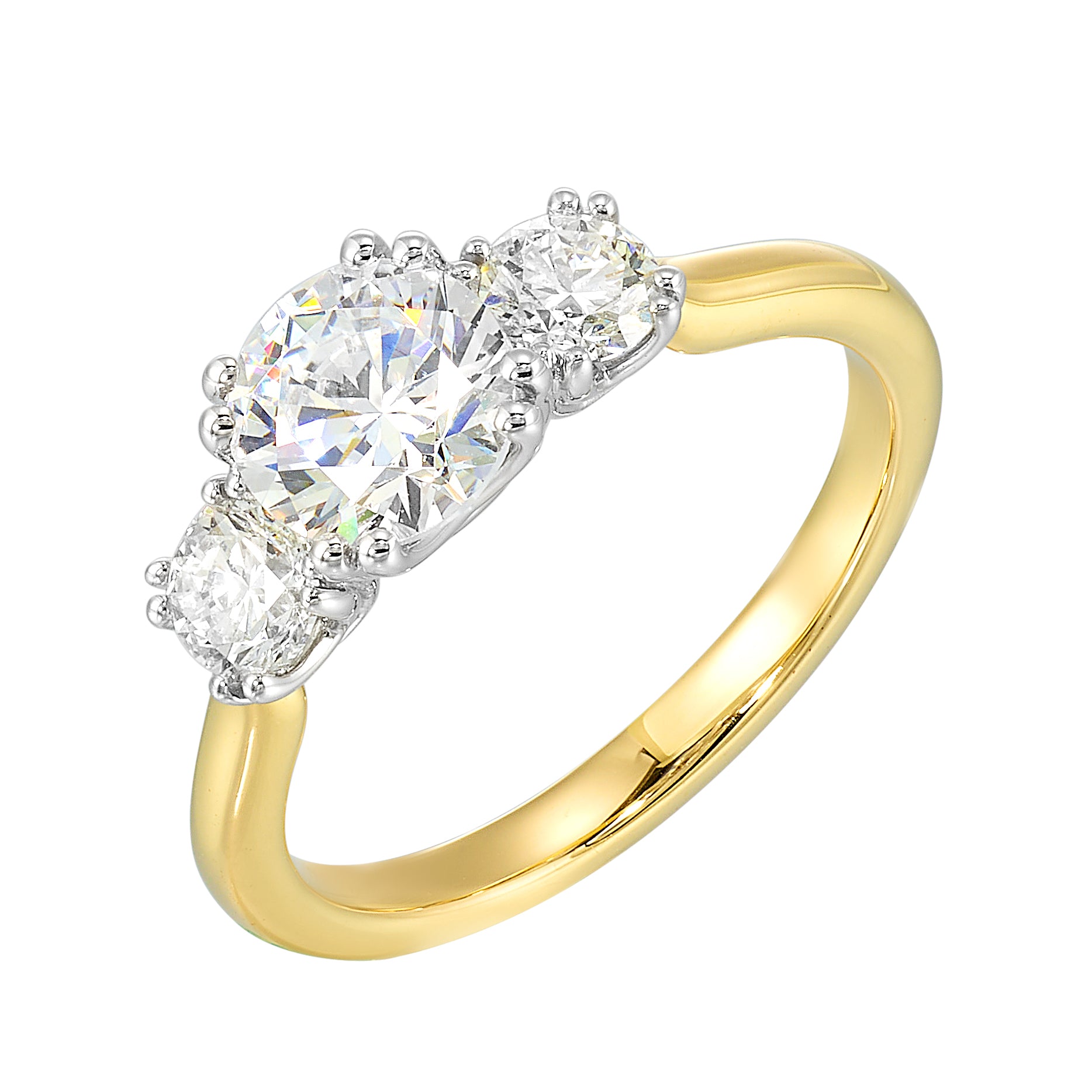 14Kt White Yellow Semi Mount 1/2Ctw For 1Ctw Round Center