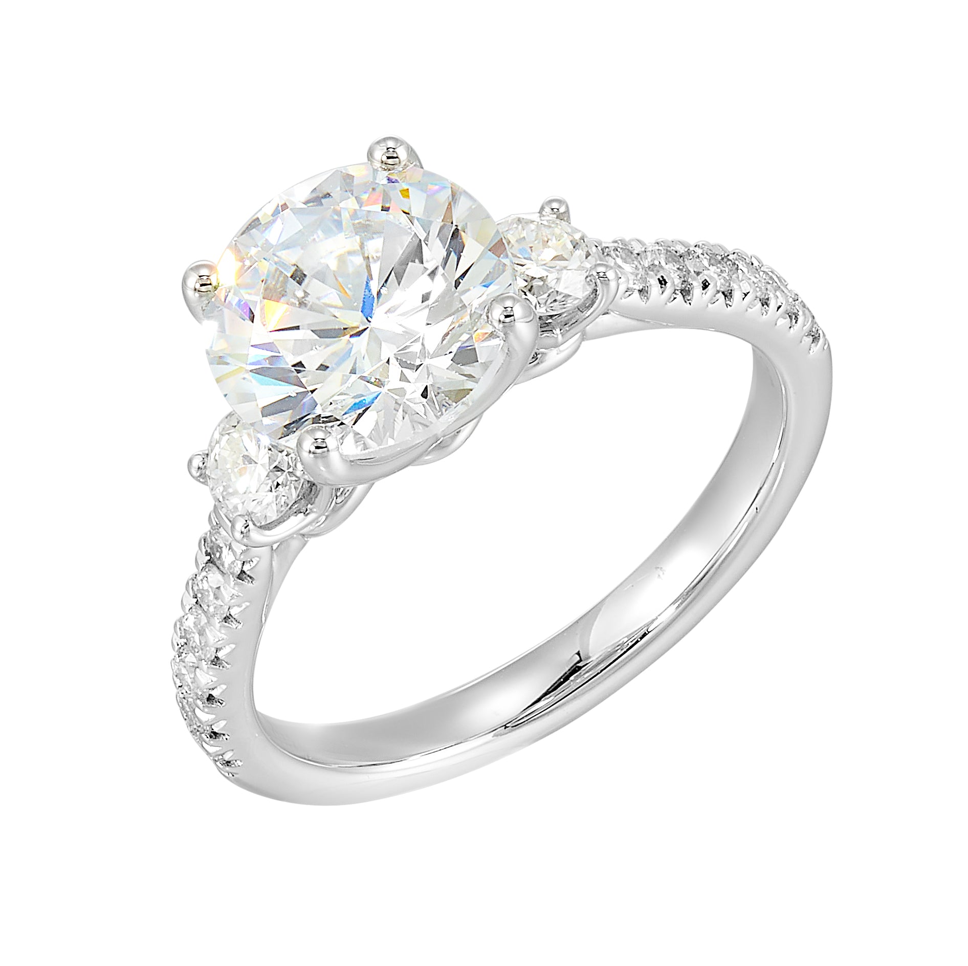 14Kt White Semi Mount 1/2Ctw For 2Ctw Round Center