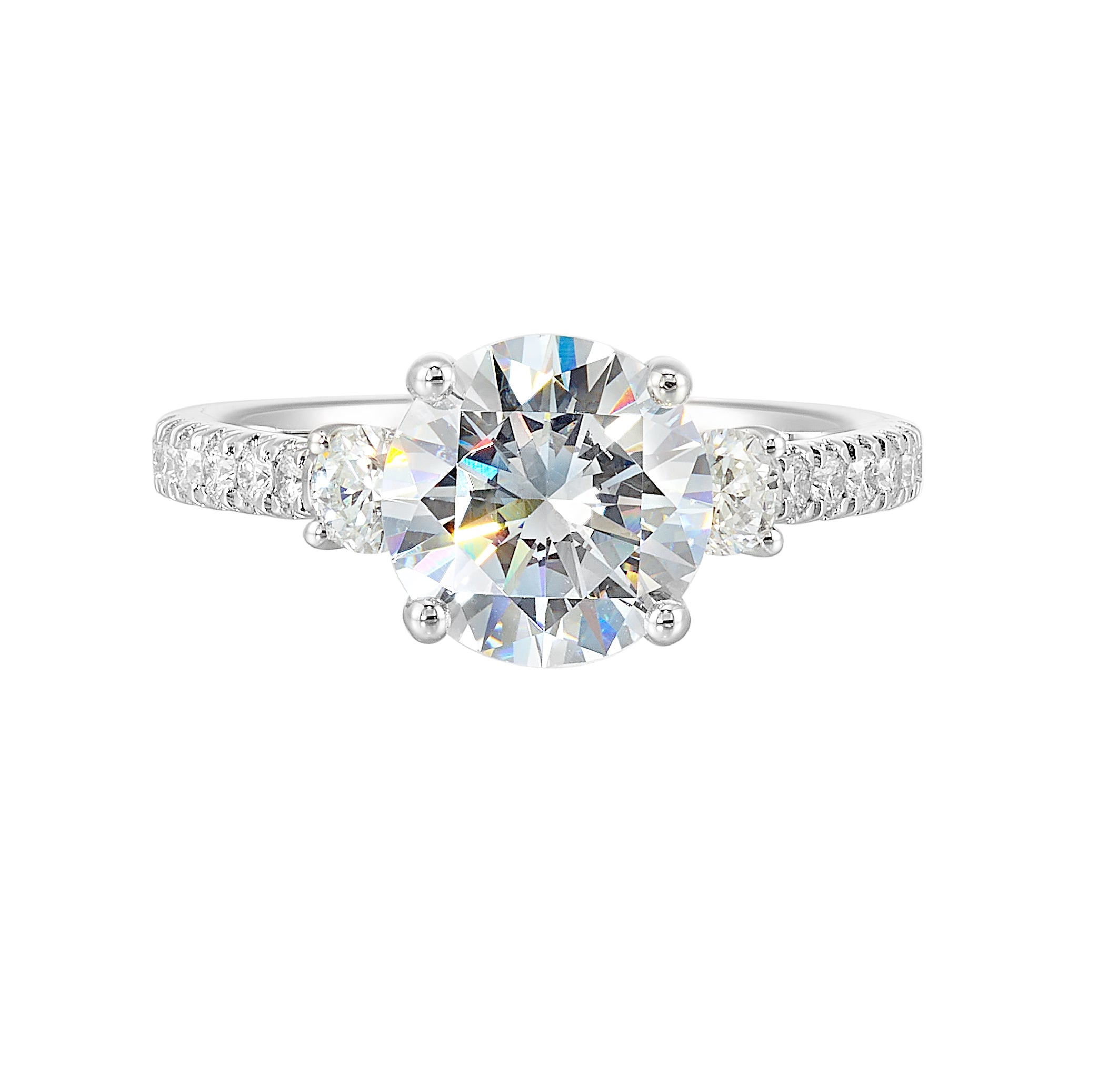 14Kt White Semi Mount 1/2Ctw For 2Ctw Round Center