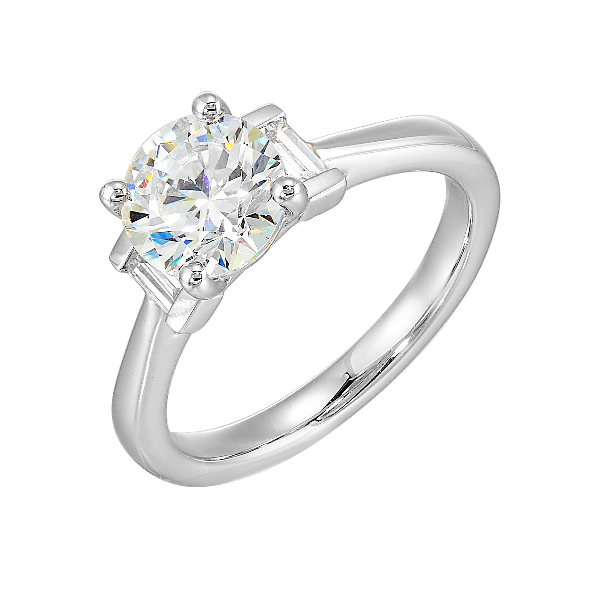 14Kt White Semi Mount 1/3Ctw For 1 1/2Ctw Round Center