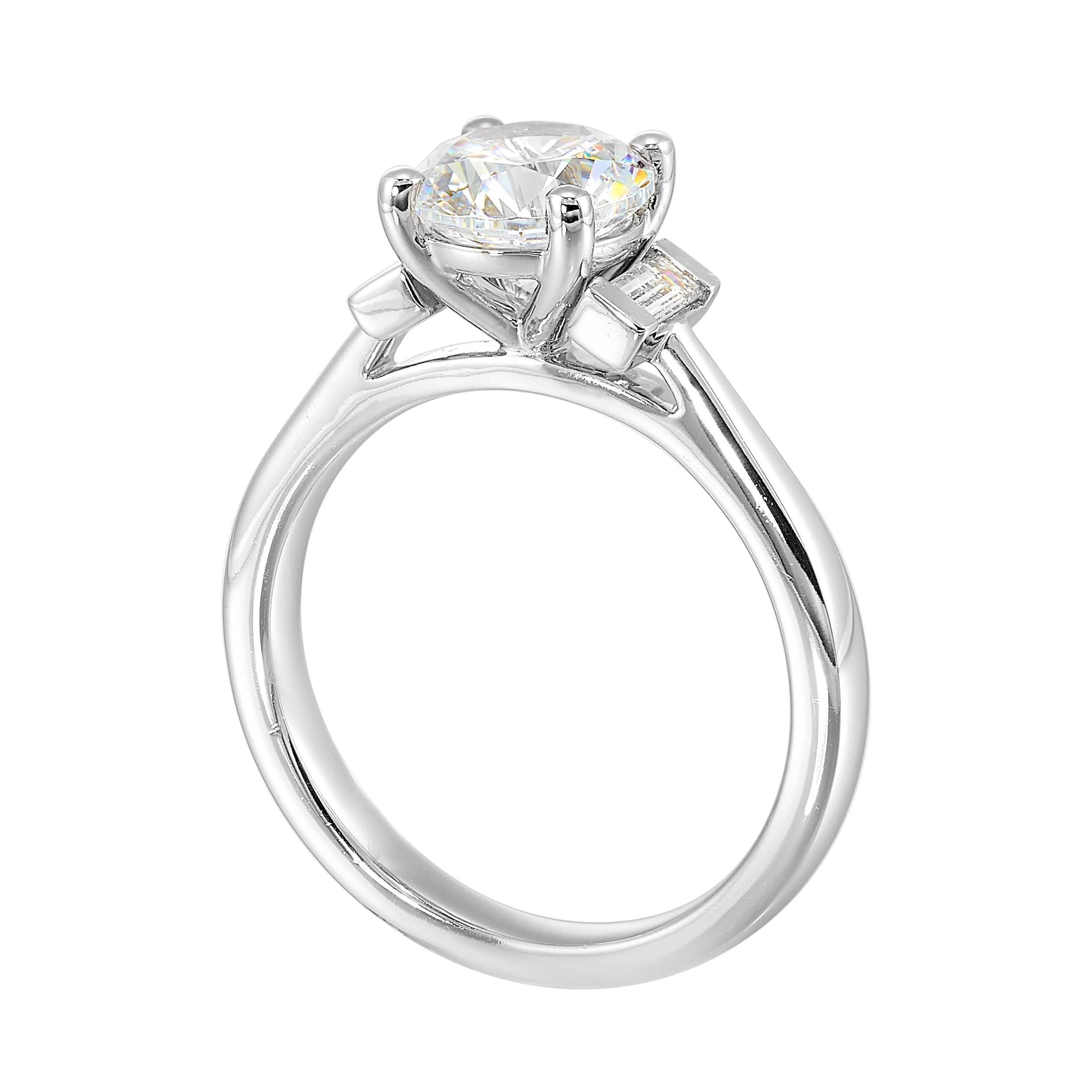 14Kt White Semi Mount 1/3Ctw For 1 1/2Ctw Round Center