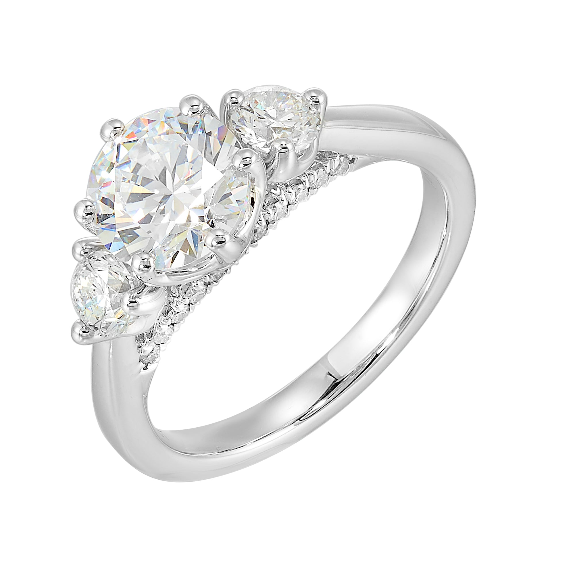 14Kt White Semi Mount 5/8Ctw For 1 1/2Ctw Round Center