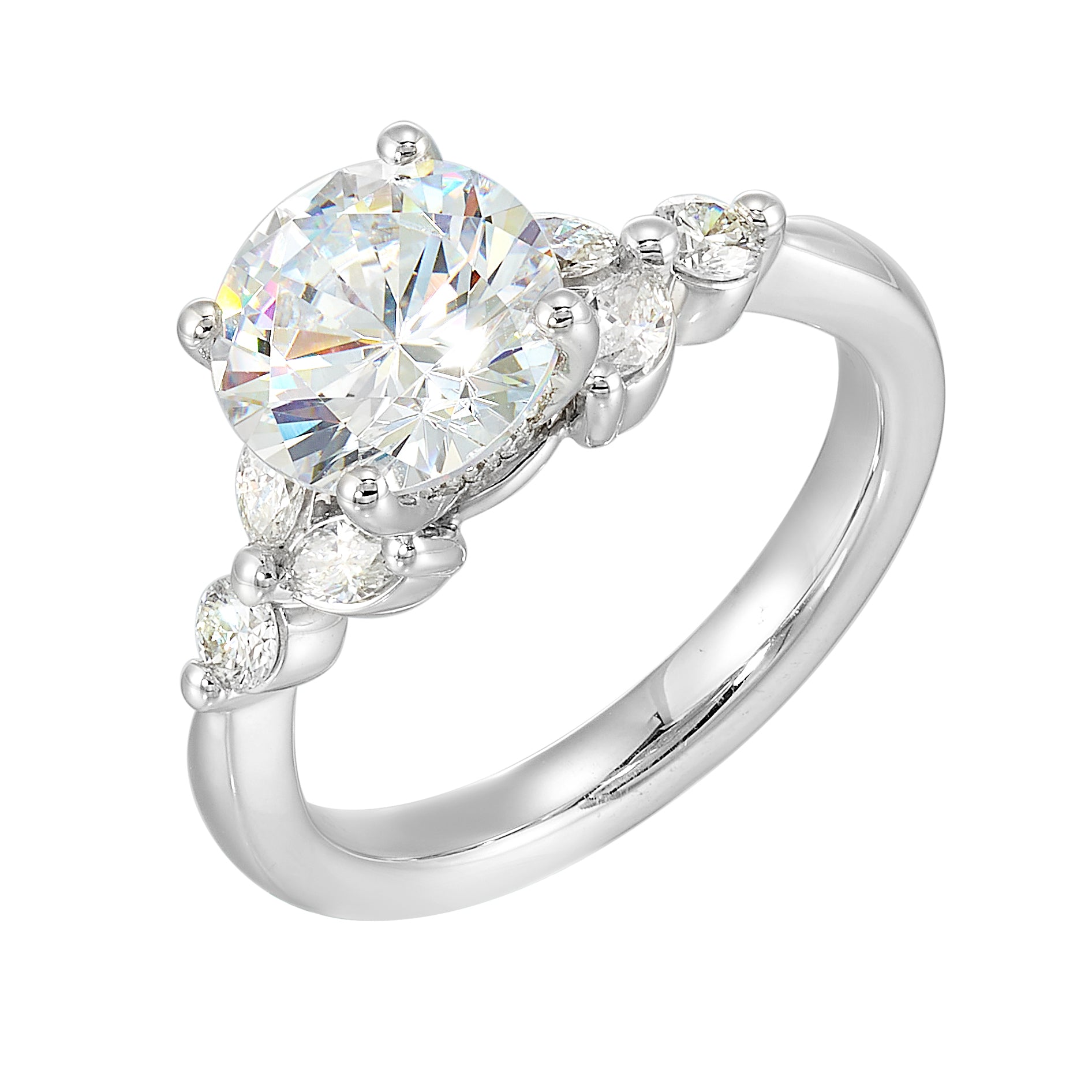 14Kt White Semi Mount 1/2Ctw For 2Ctw Round Center