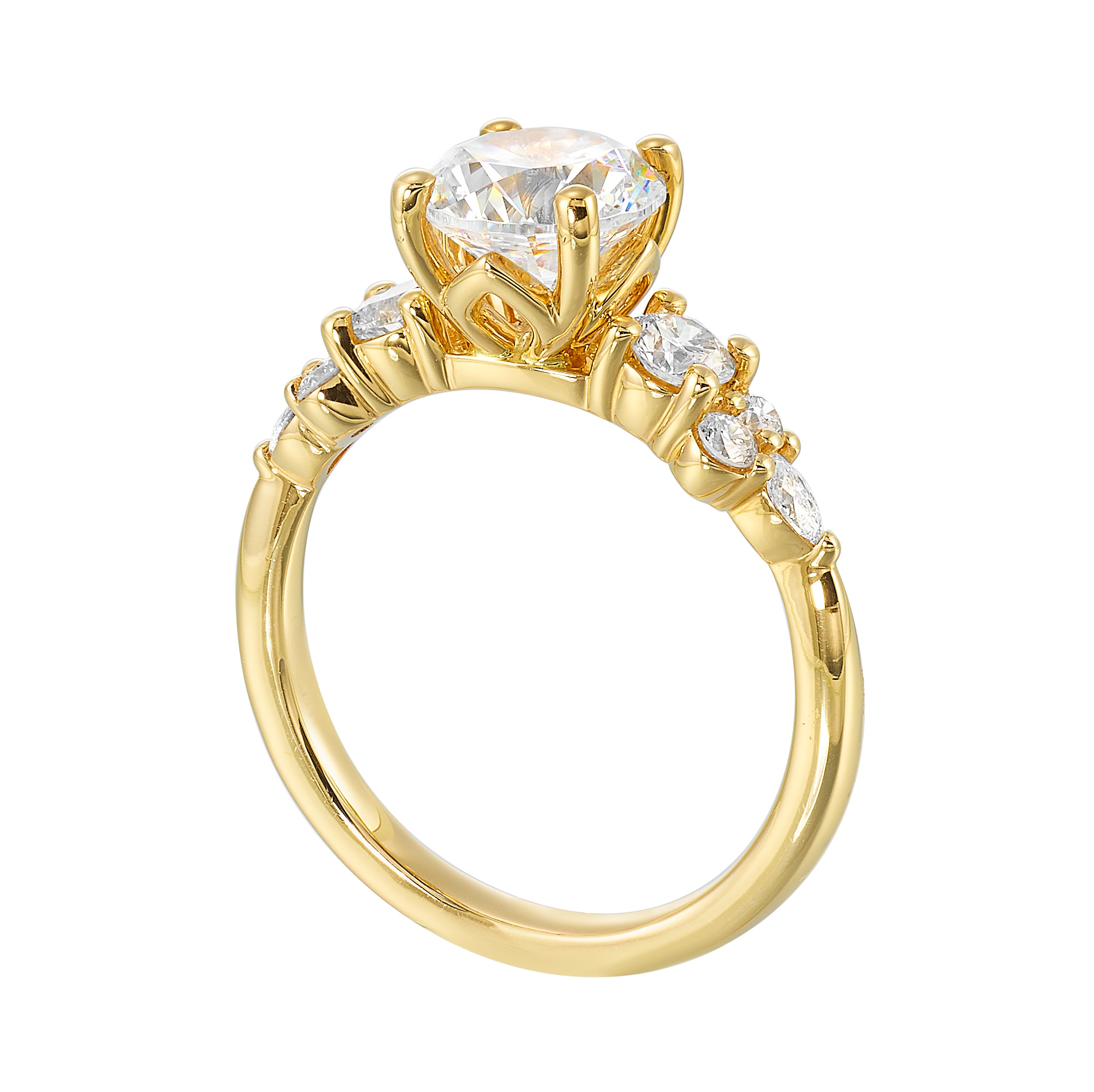 14Kt Yellow Semi Mount 1/2Ctw For 1 1/2Ctw Round Center