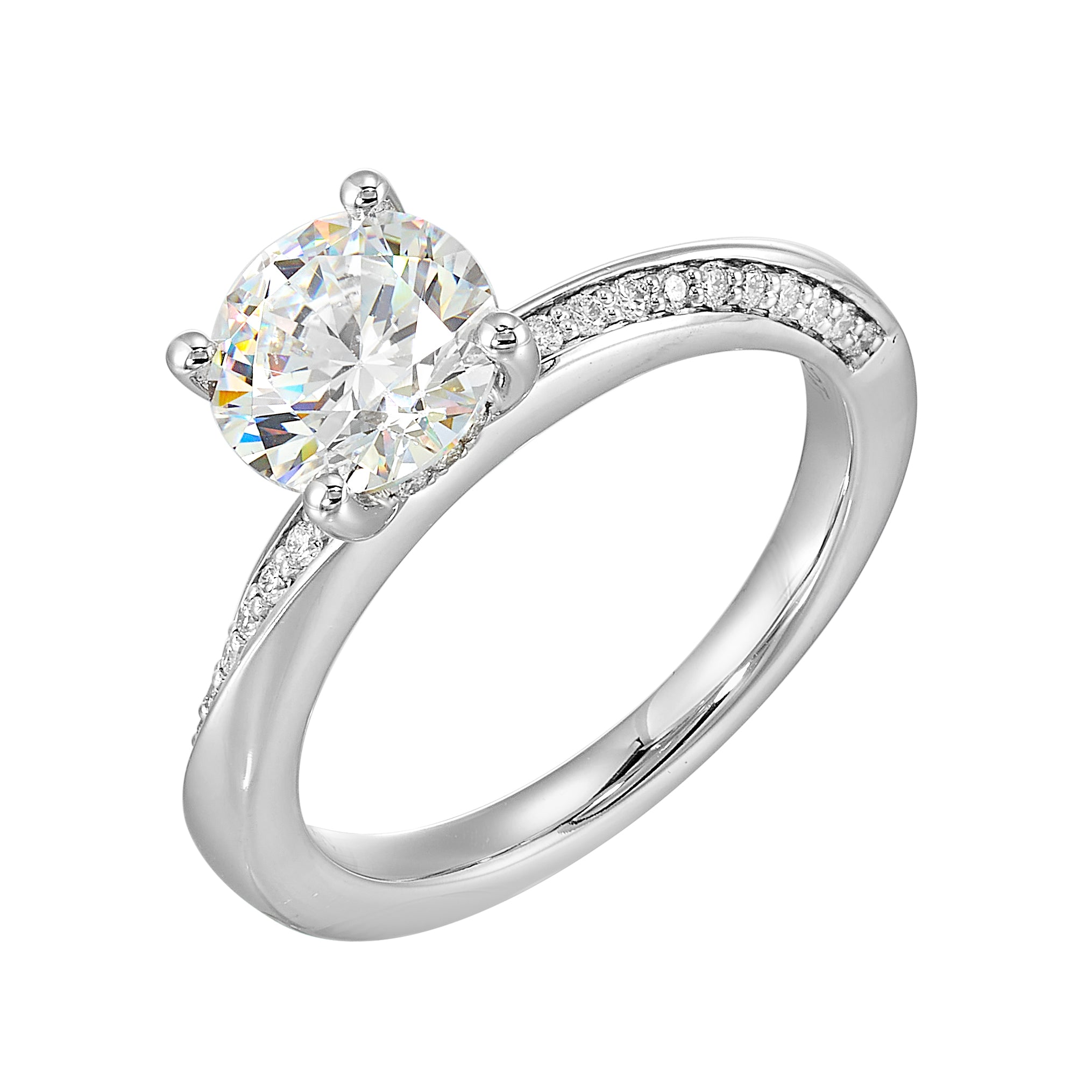 14Kt White Semi Mount 1/6Ctw For 1 1/2Ctw Round Center