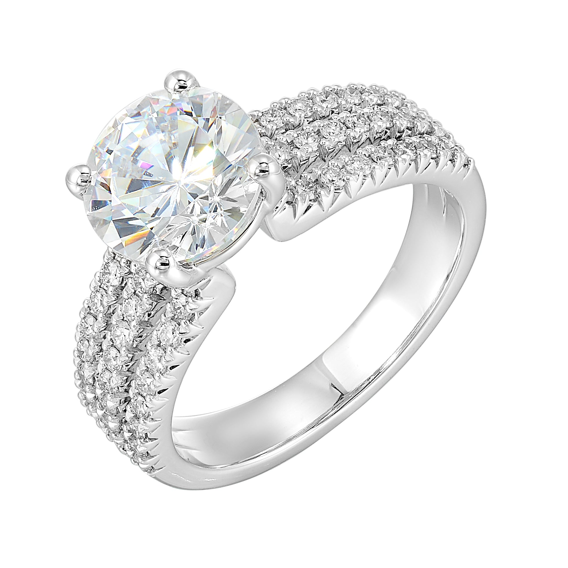 14Kt White Semi Mount 3/8Ctw For 2Ctw Round Center