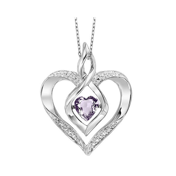 Silver Diamond (1/50 Ctw) & Syn Alexandrite (1/4 Ctw) Pendant