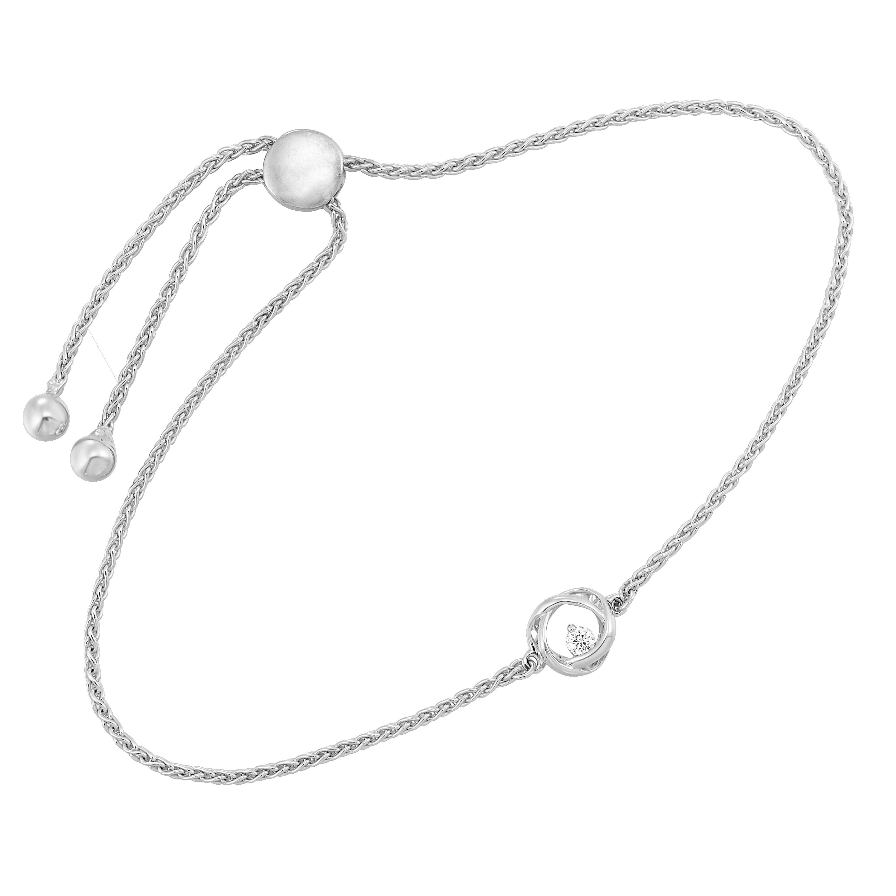 89 Facet Silver Diamond 1/20Ctw Bracelet