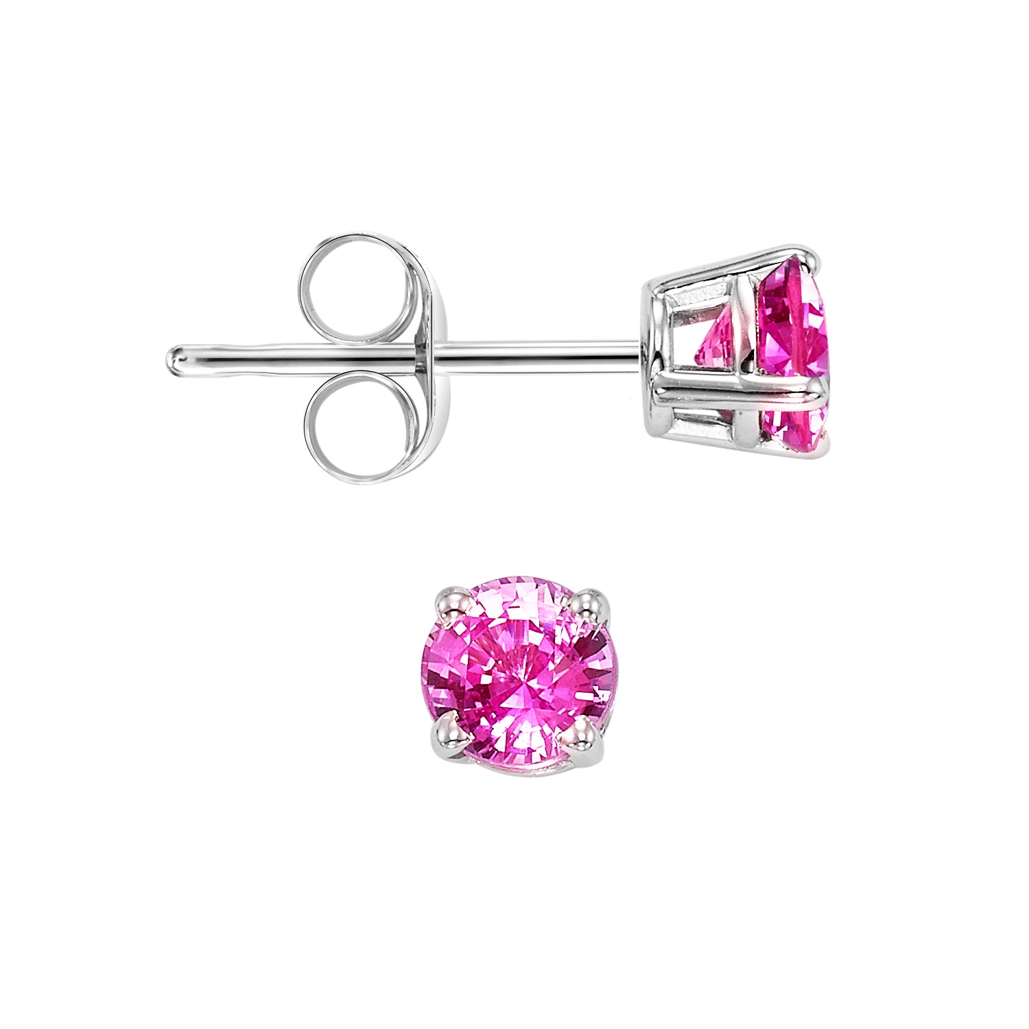 14Kt White Gold Pink Tourmaline 1Ctw Earring