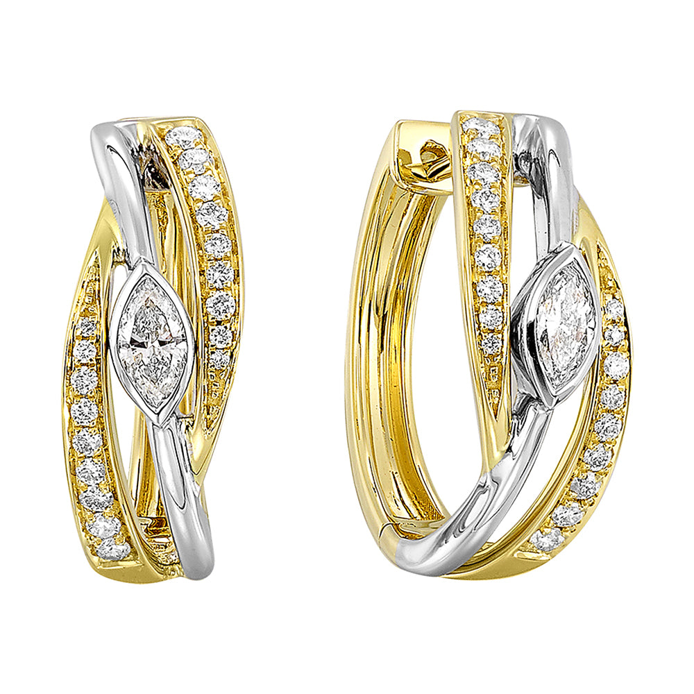 14Kt White Yellow Gold Diamond 1/2Ctw Earring
