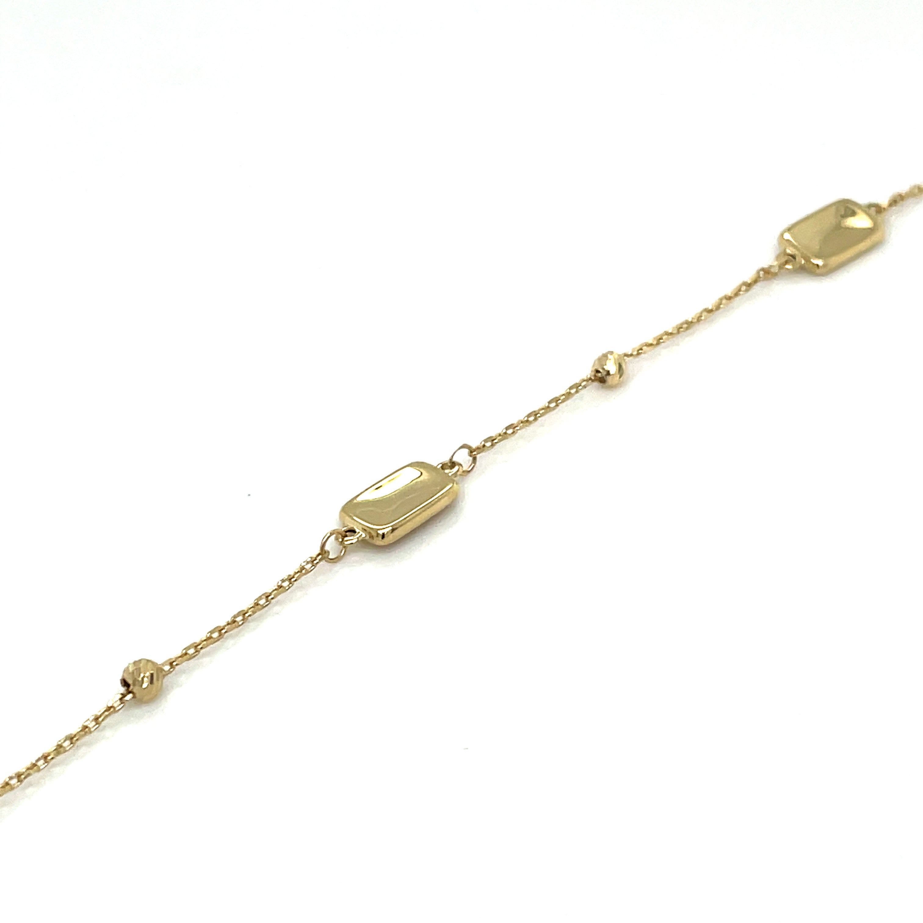 Leslie's 14k Polished and Diamond Cut Station Anklet