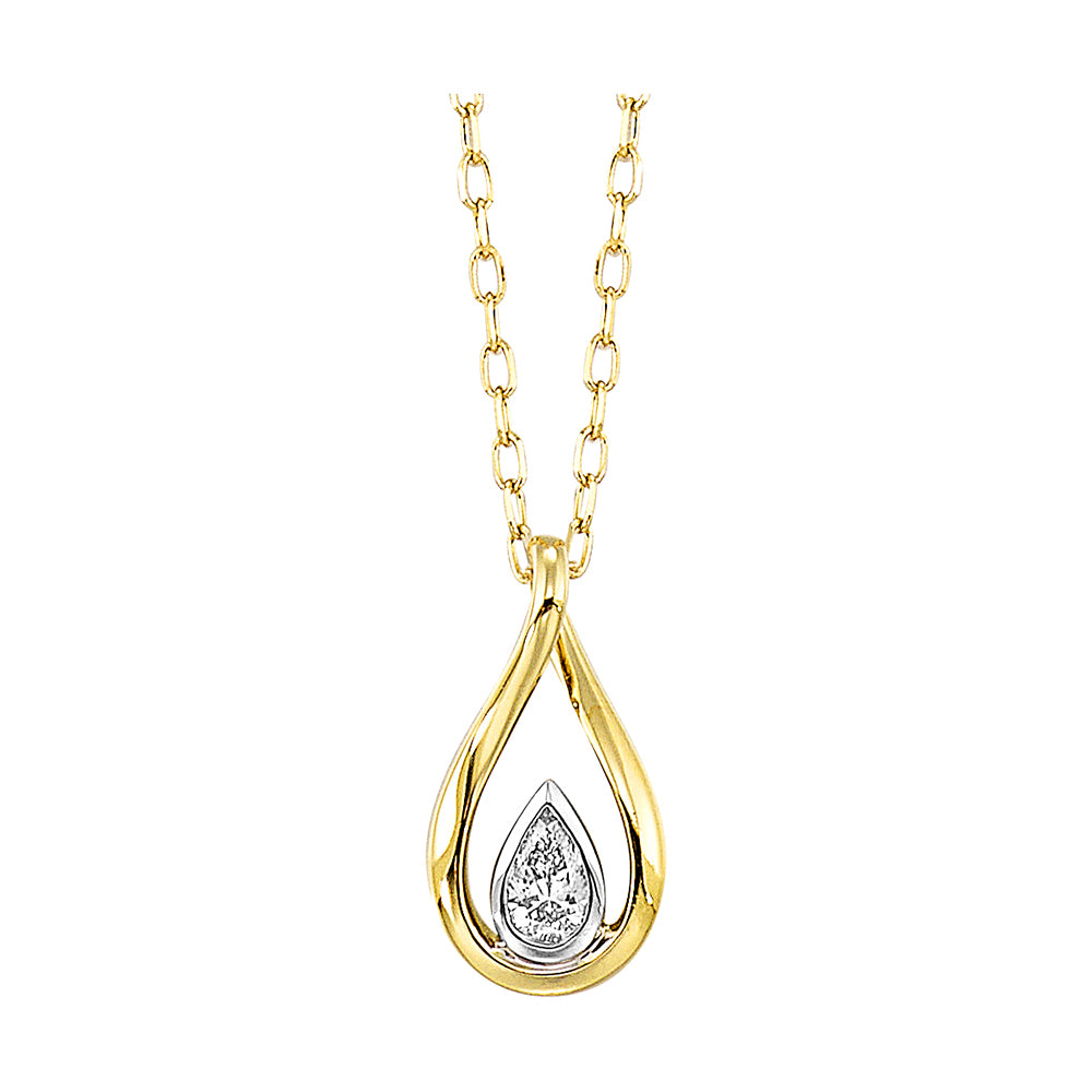 14Kt White Yellow Gold Diamond 1/10Ctw Pendant