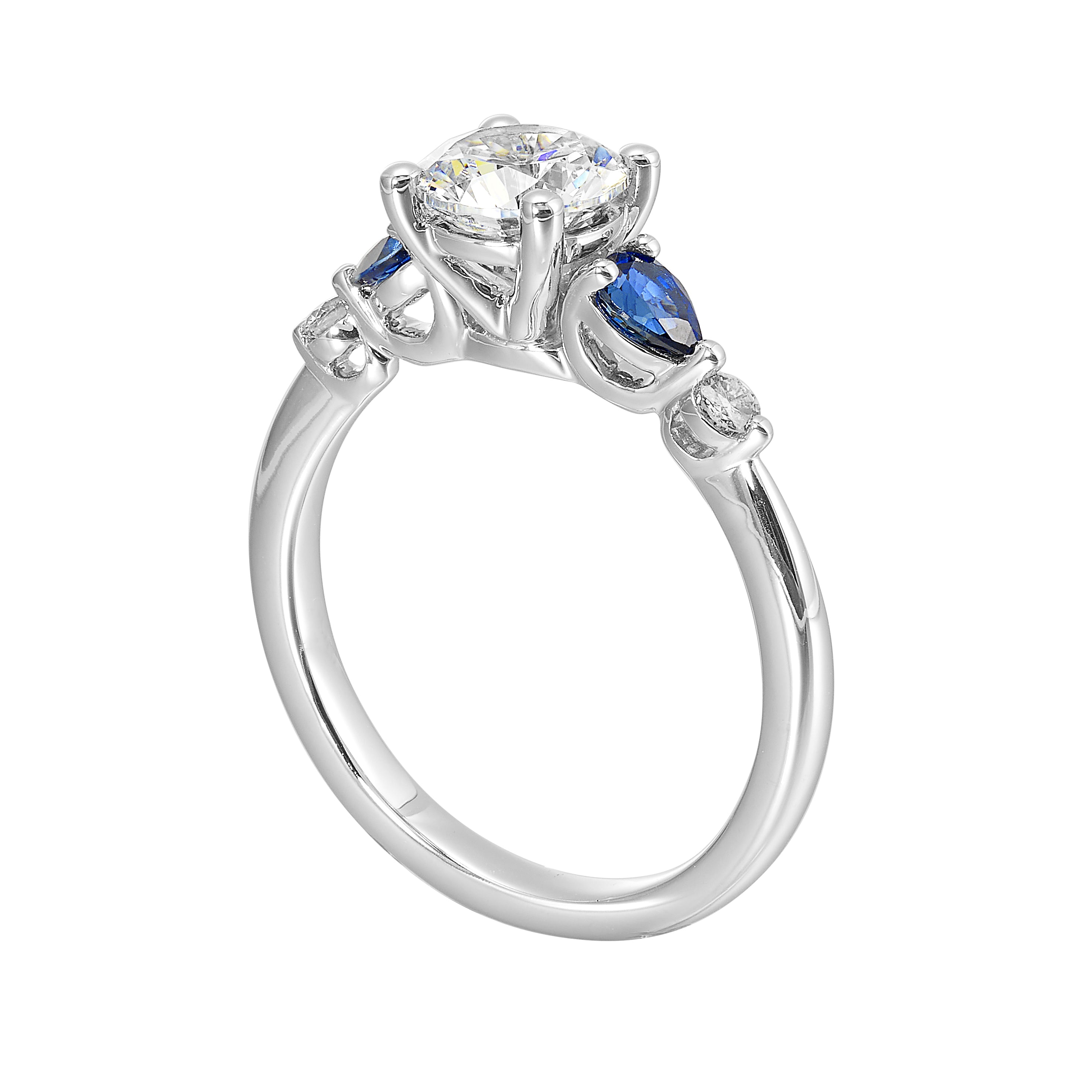 14Kt White Semi Mount 1/12Ctw For 1Ctw Round Center